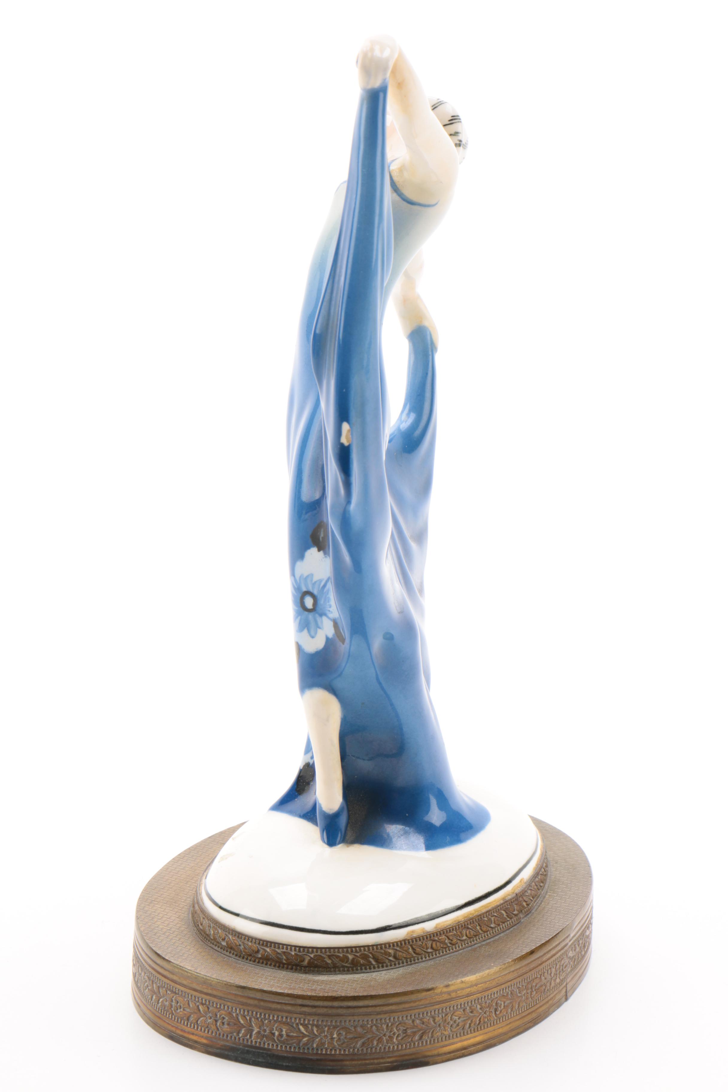 Hertwig & Co., Katzhütte Art Deco Ceramic Dancing Lady Figurine, Vintage