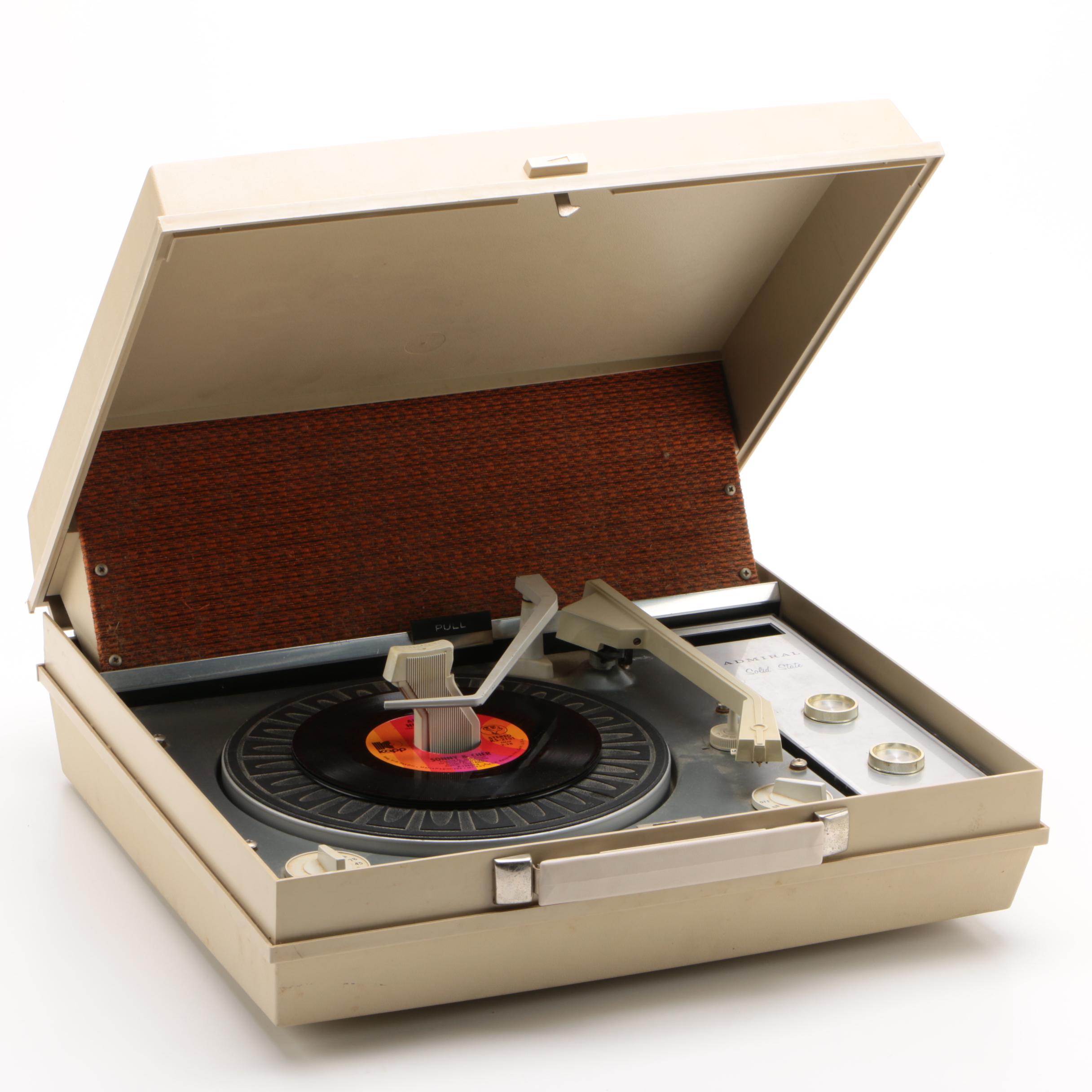 Admiral Solid State Phonograph Suitcase Record Player, Model YH1417, Vintage