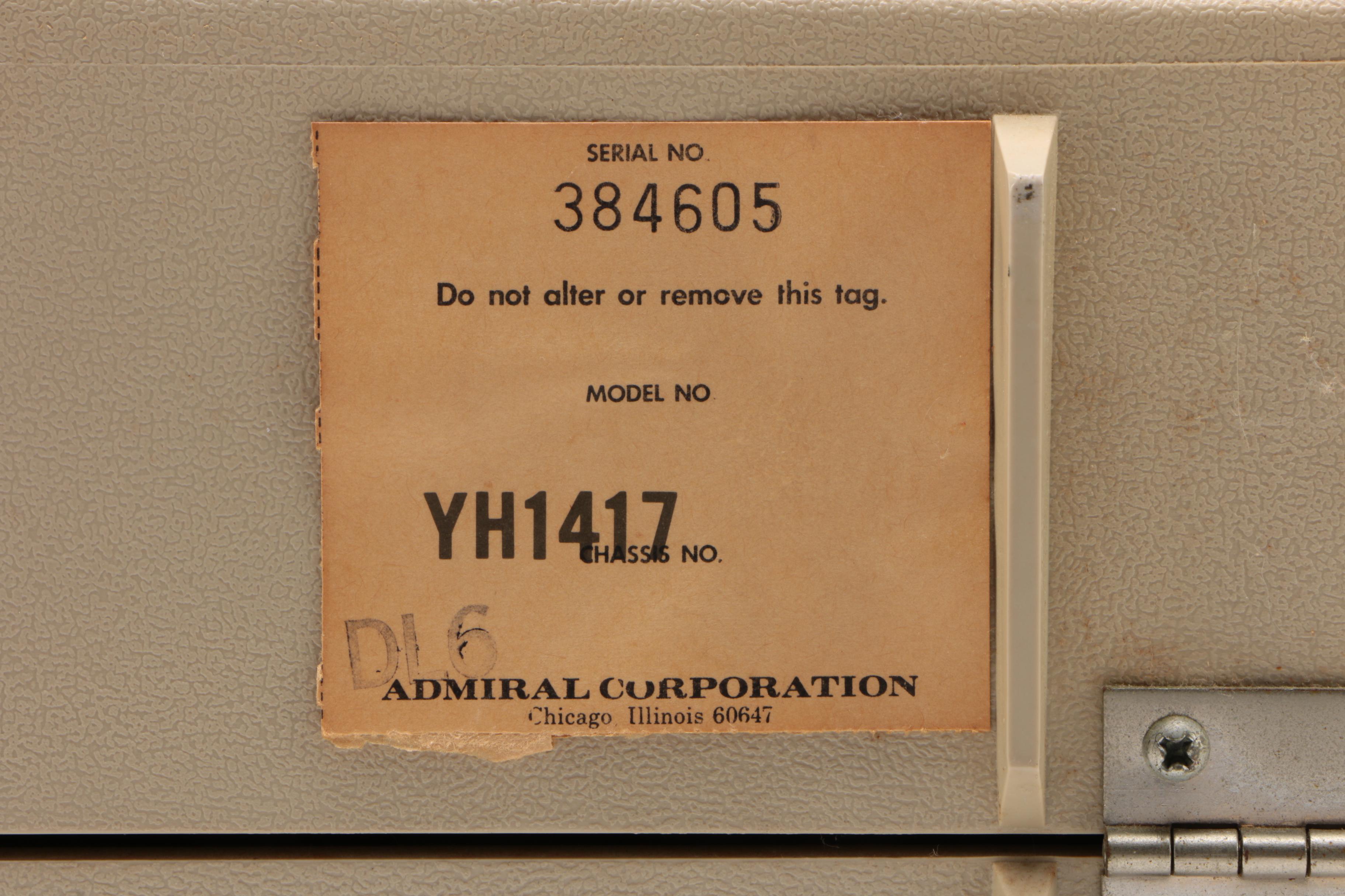 Admiral Solid State Phonograph Suitcase Record Player, Model YH1417, Vintage