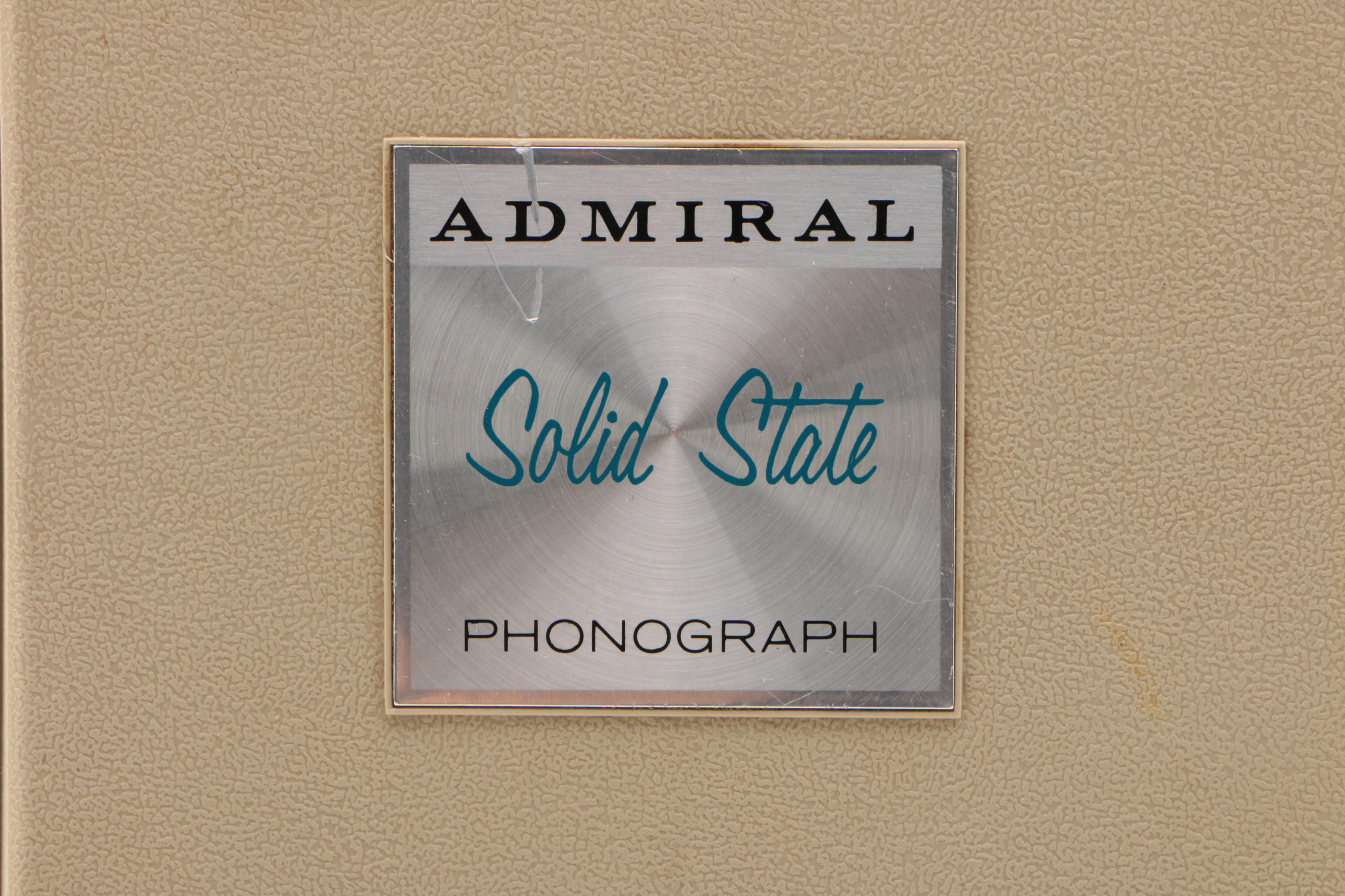 Admiral Solid State Phonograph Suitcase Record Player, Model YH1417, Vintage