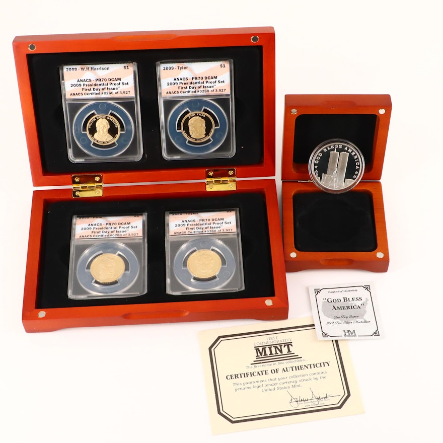 2009 Presidential Proof Dollar Set and Sept. 11th Commemorative Silver Round