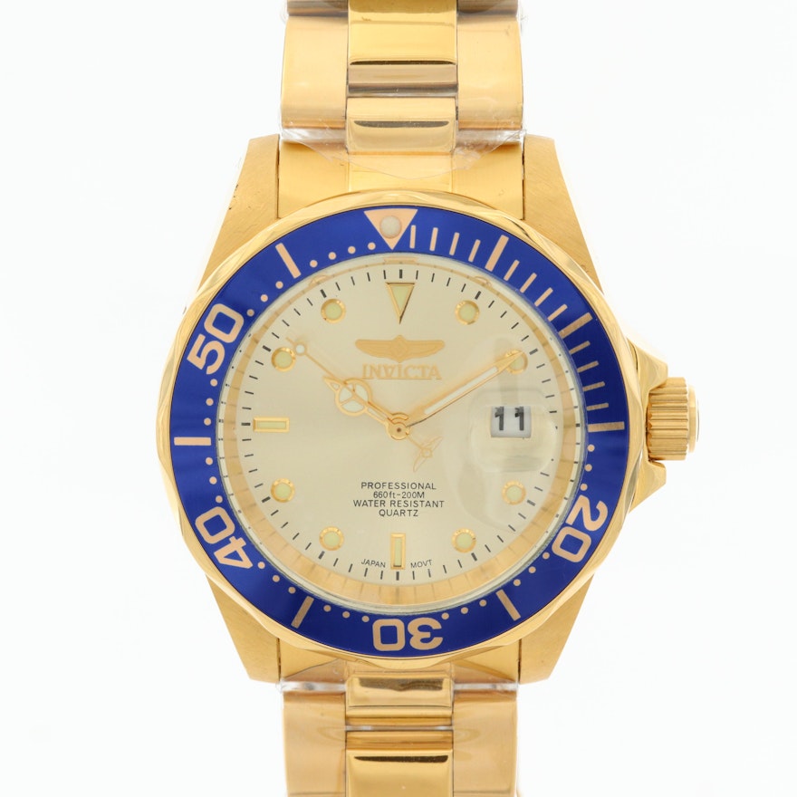 Invicta Pro Diver Gold Tone Ion Plated Wristwatch