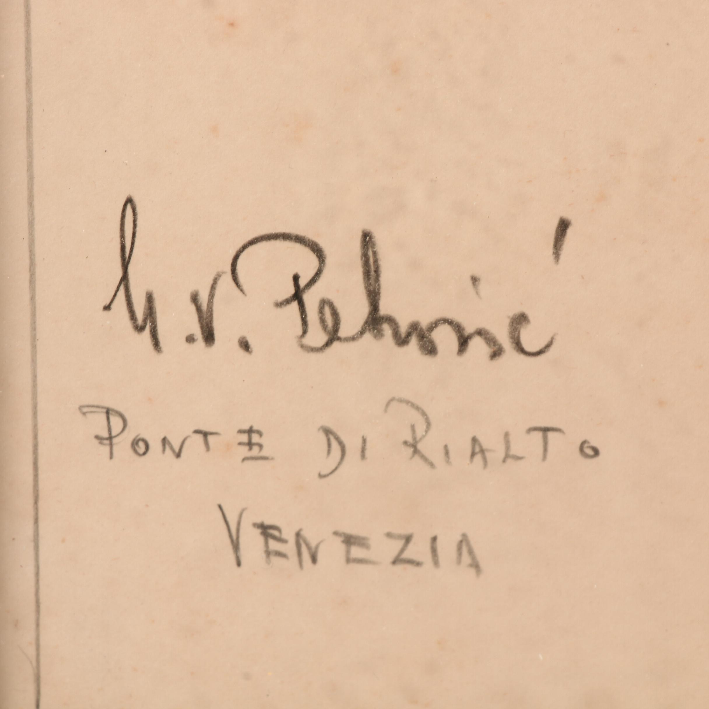 Early 20th Century Chalk Drawing "Ponte di Rialto, Venezia"