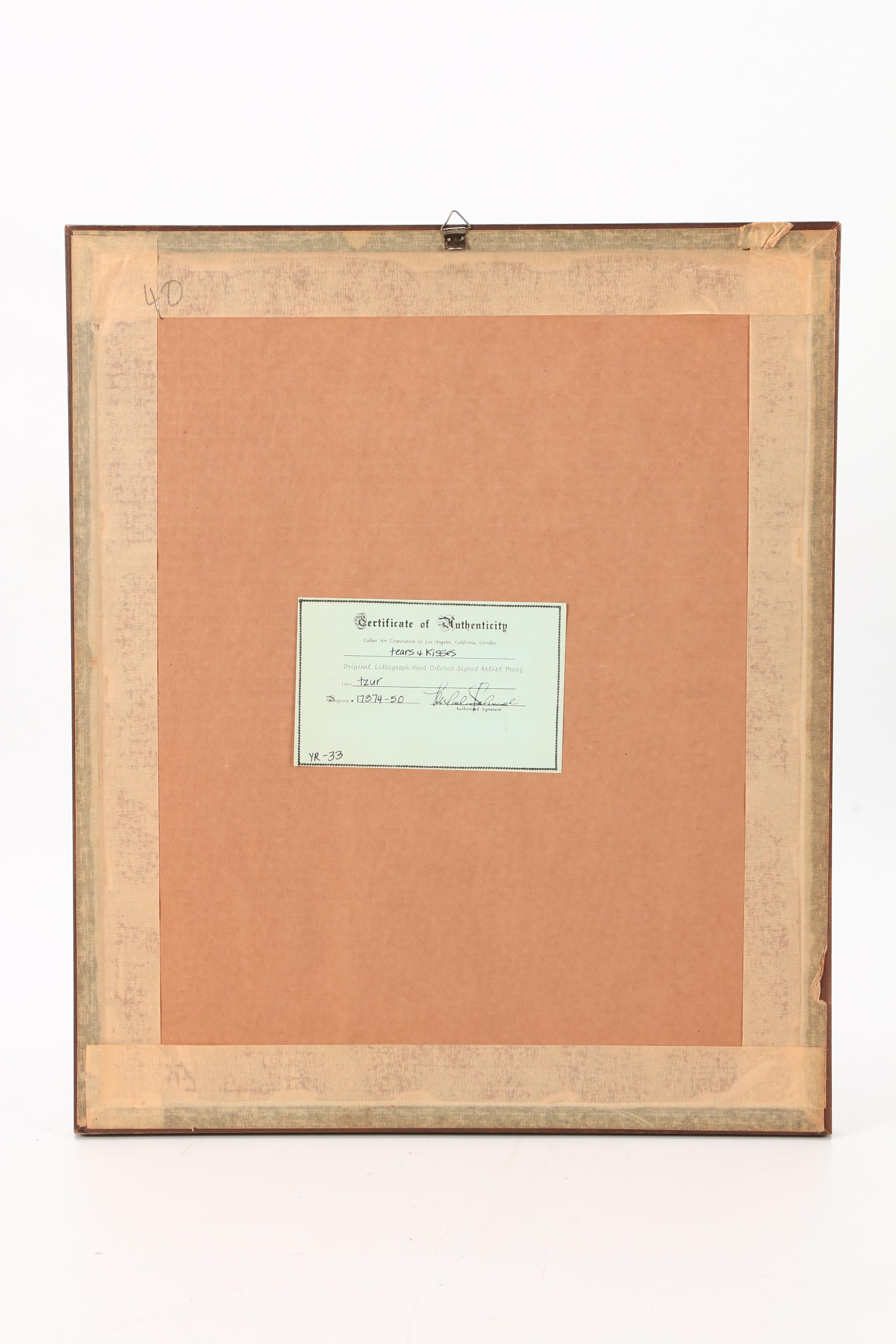 David Tzur Hand-colored Lithograph "Tears & Kisses"