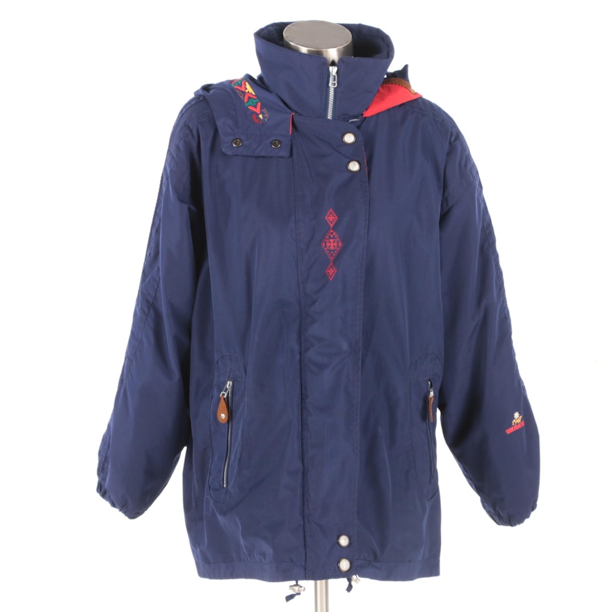 Women's Obermeyer Embroidered Blue Ski Jacket with Fleece Lining
