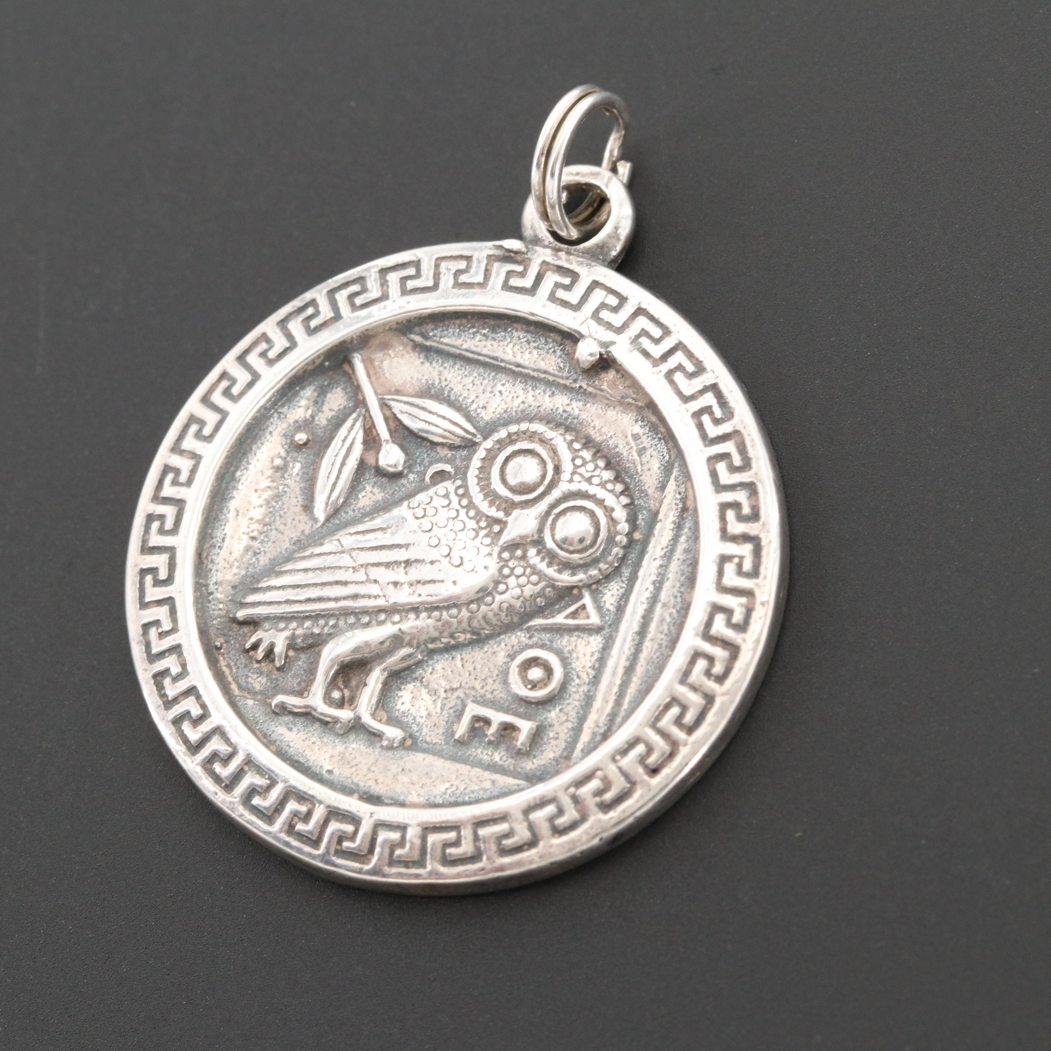Sterling Silver Owl of Athena Pendant