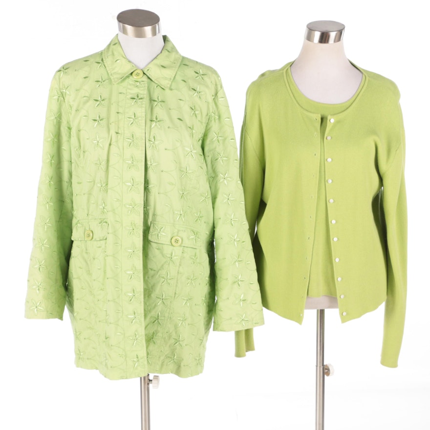 Lime Green Twin Set by Erik Stewart and Embroidered Lightweight Jacket