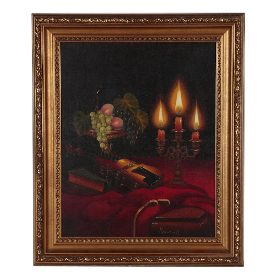 Late 20th Century Still Life Oil Painting