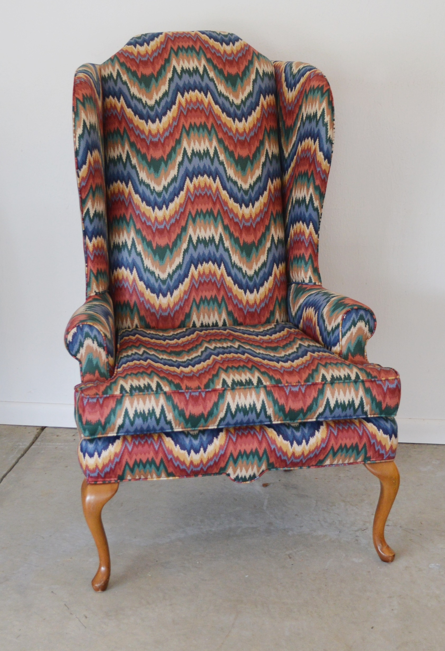 Queen Anne Style Wingback Chair, Late 20th Century | EBTH