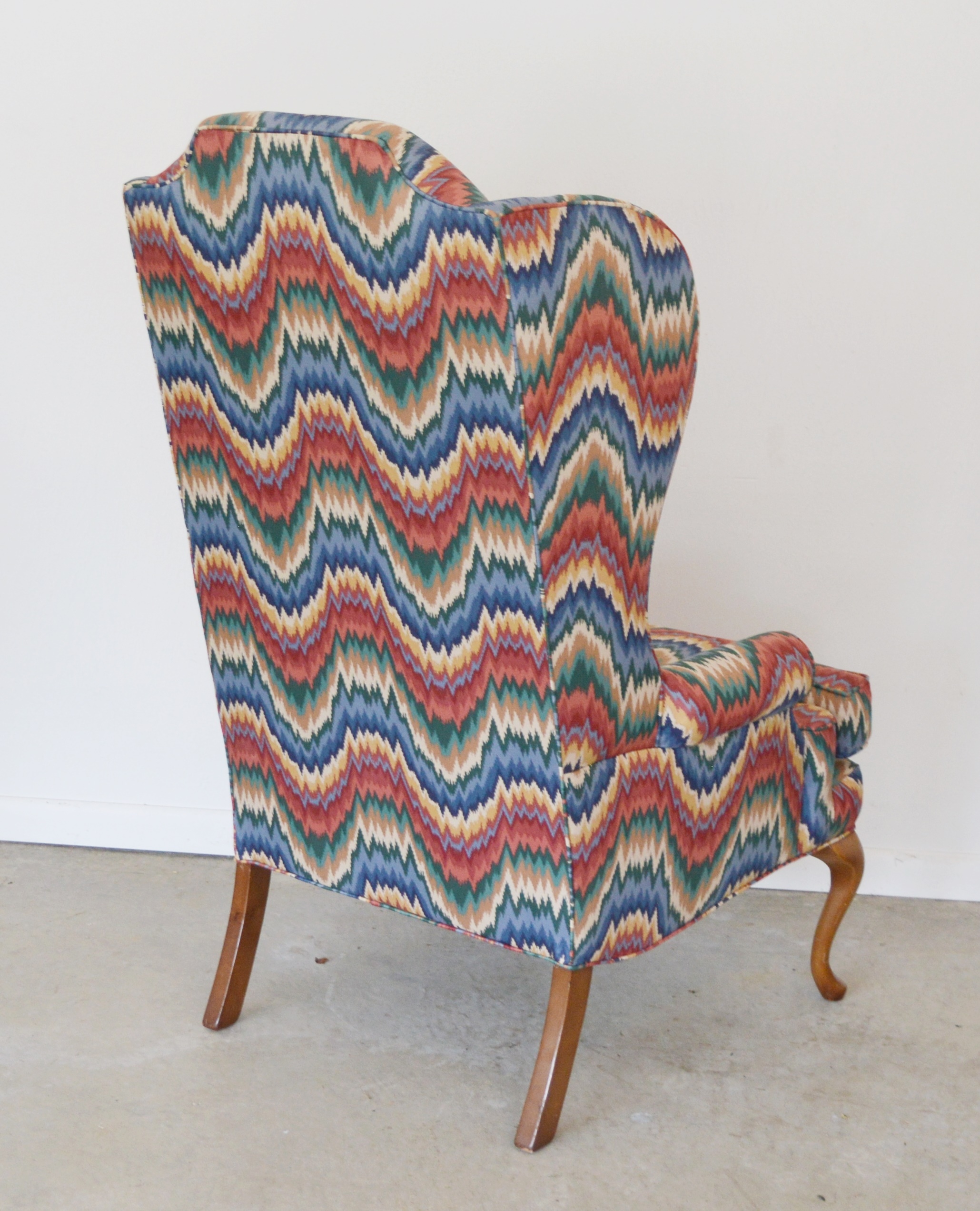 Queen Anne Style Wingback Chair, Late 20th Century