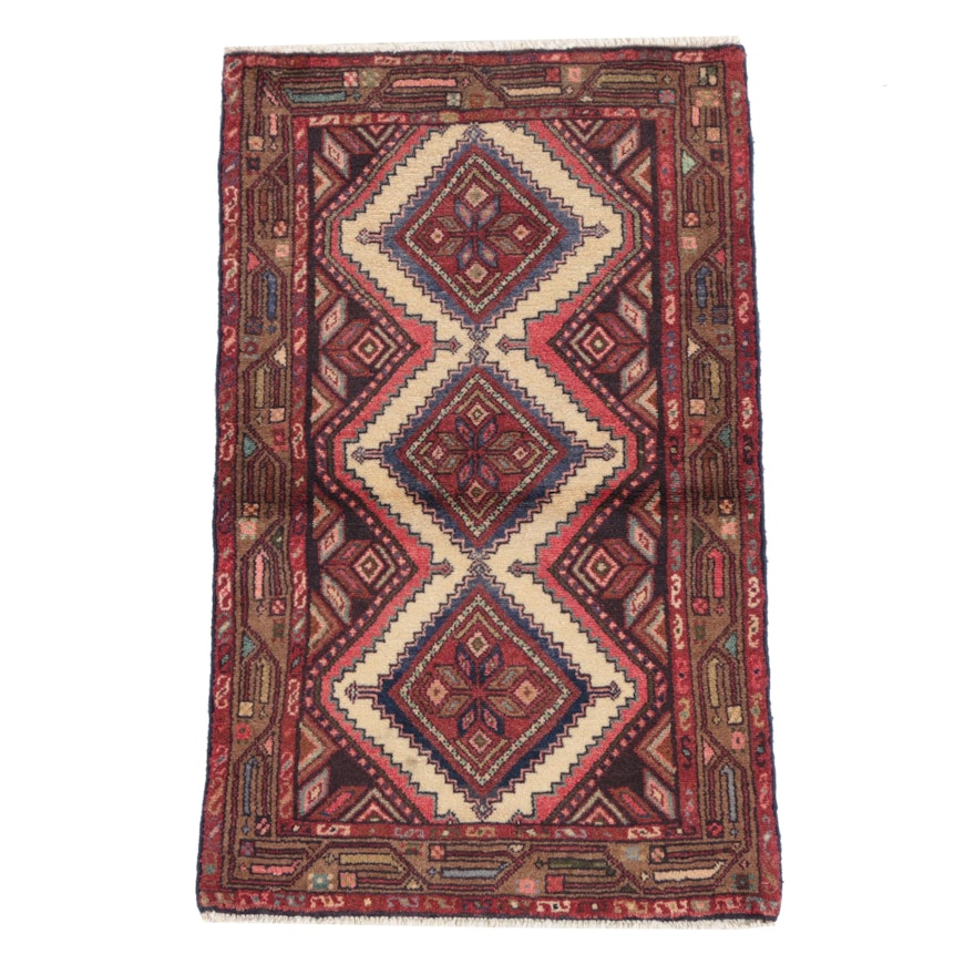 Hand-Knotted Persian Hamadan Wool Accent Rug