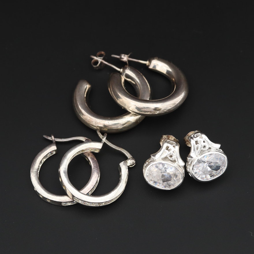 Assorted Sterling Silver Cubic Zirconia Earrings