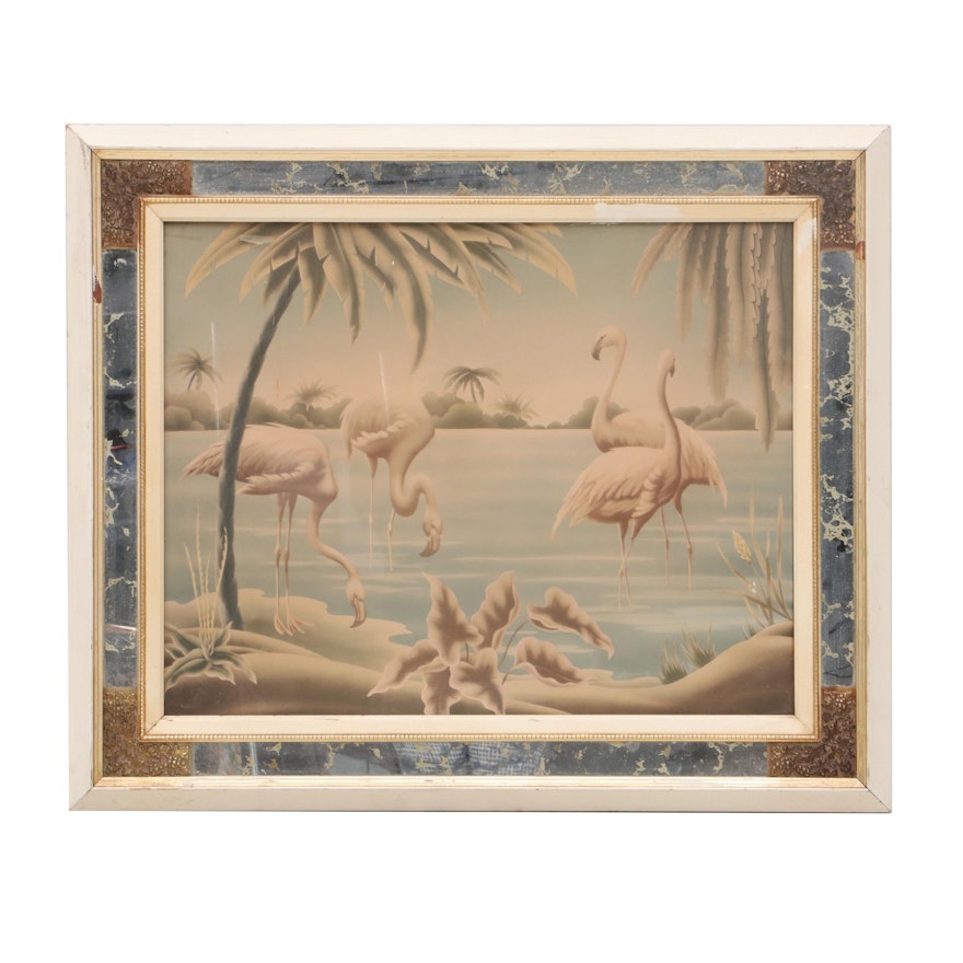Turner Manufacturing Co. Offset Lithograph after Airbrush Flamingo Painting