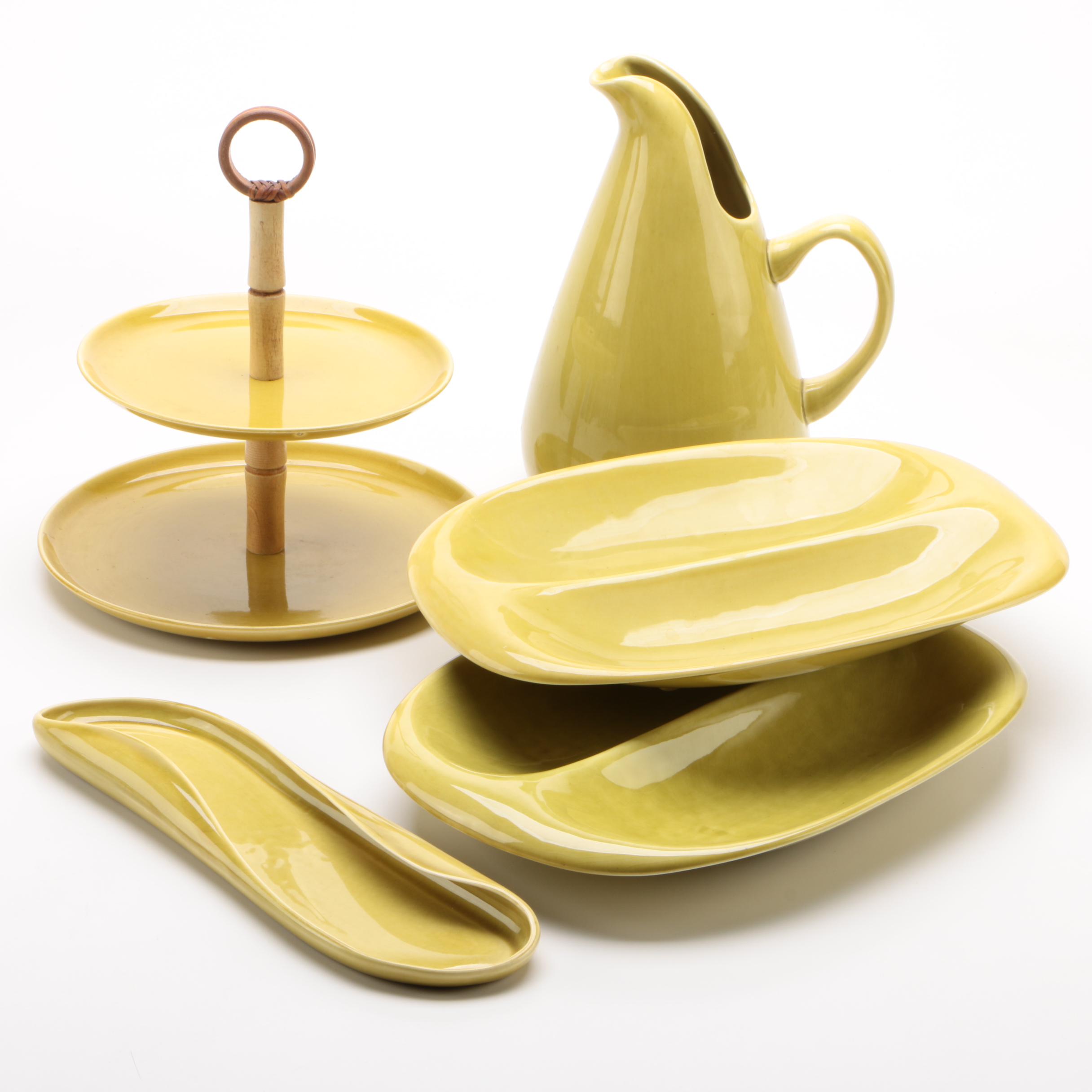 Russel Wright "American Modern" Chartreuse Ceramic Serveware, 1939-1959