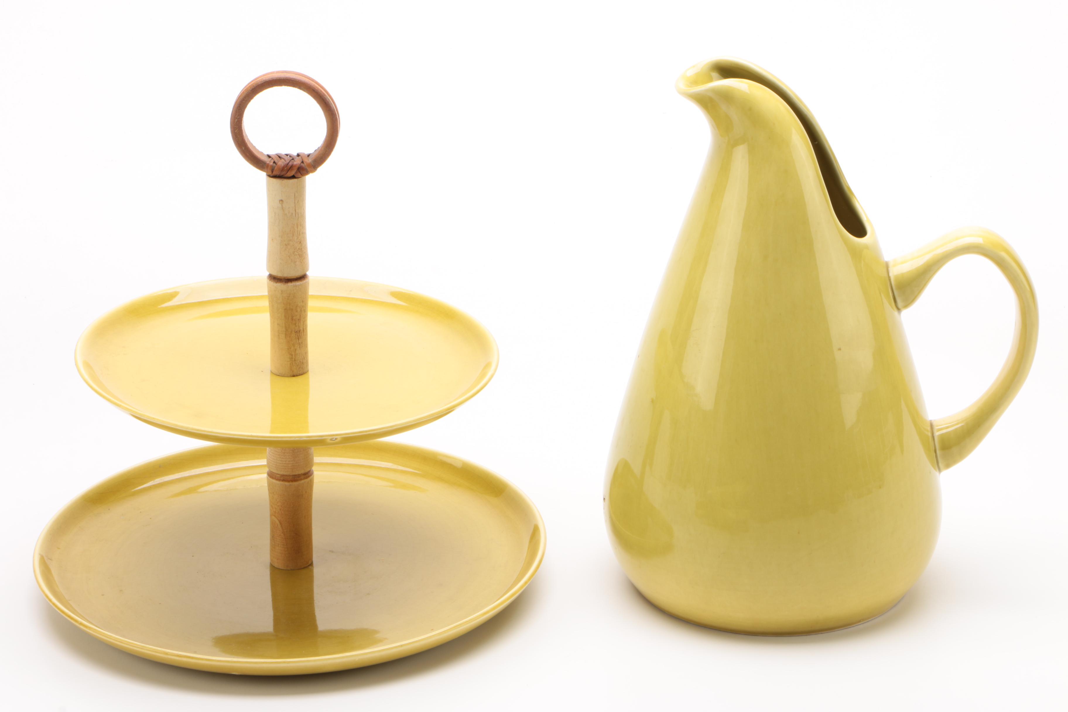 Russel Wright "American Modern" Chartreuse Ceramic Serveware, 1939-1959