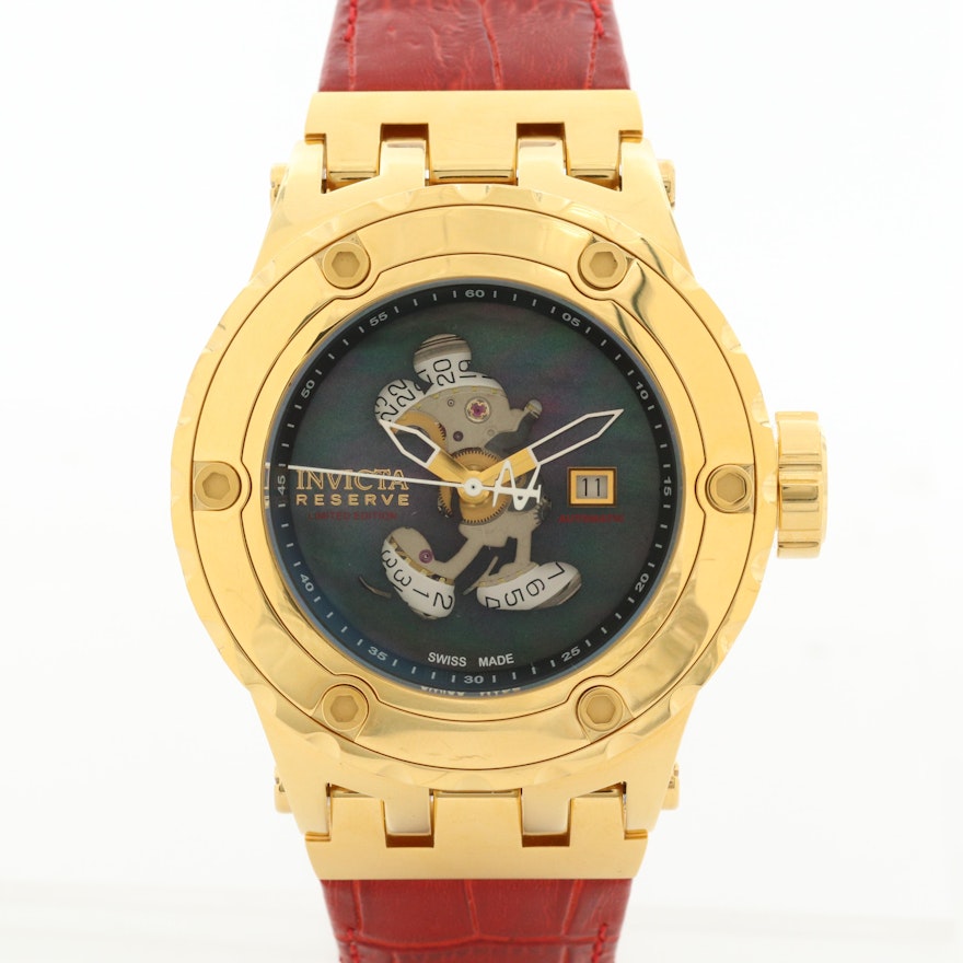 Invicta Reserve Disney Mickey Mouse Gold Tone Automatic Wristwatch