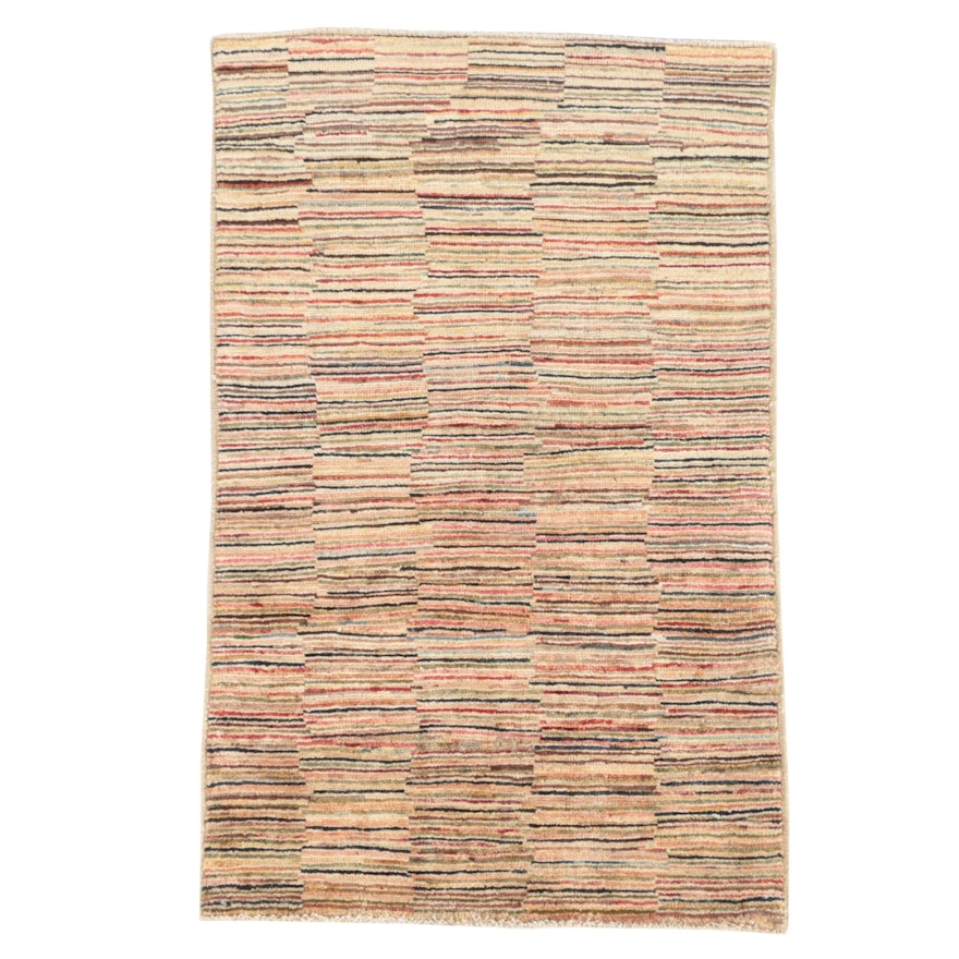 Hand-Knotted Afghan Gabbeh Style Wool Accent Rug