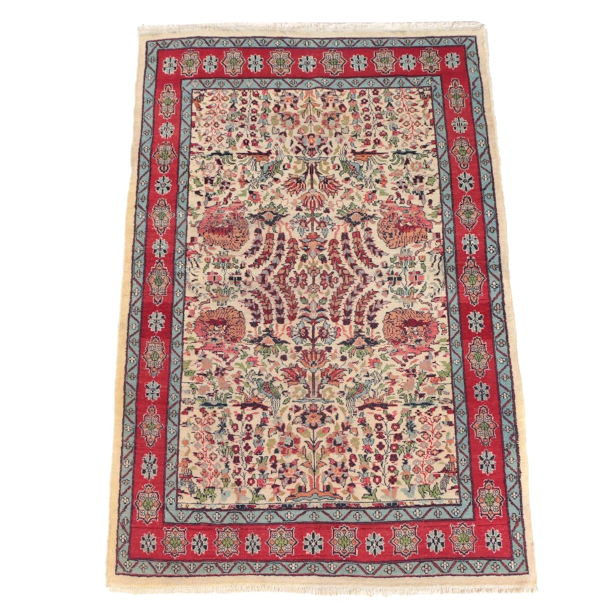 Hand-Knotted Indo-Persian Garden Wool Area Rug