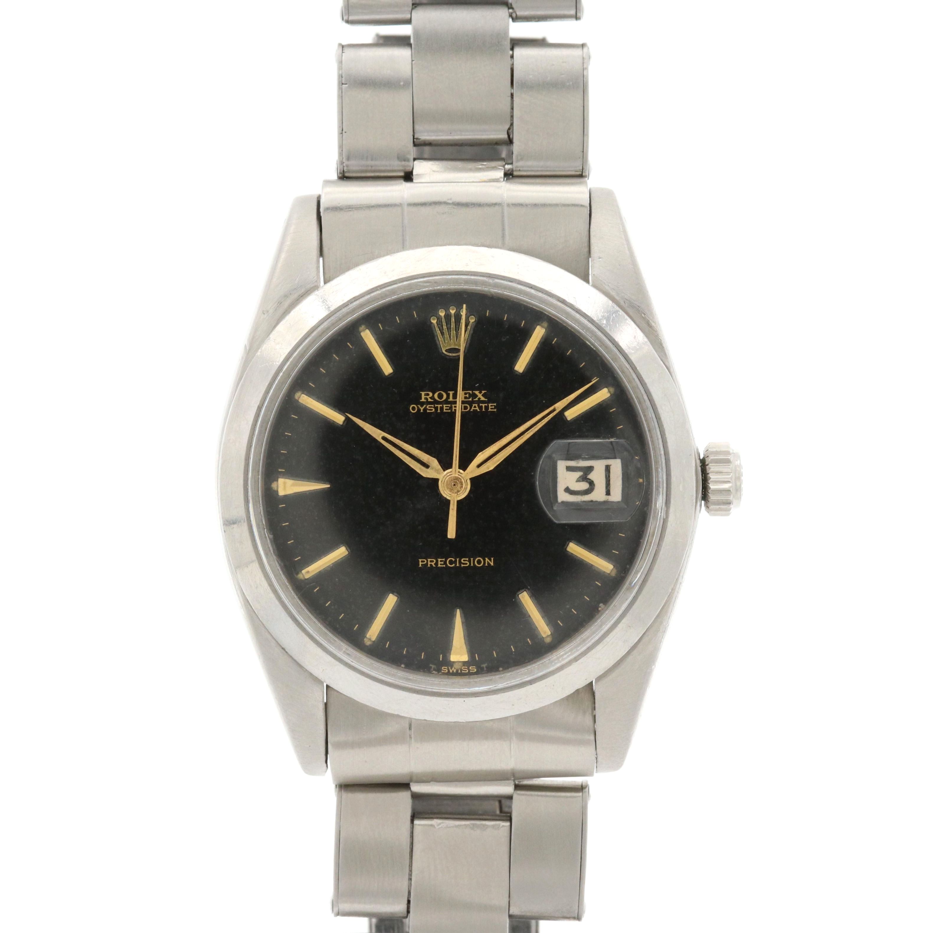 Vintage Rolex Oyster Date Precision Stainless Steel Stem Wind Watch, 1964