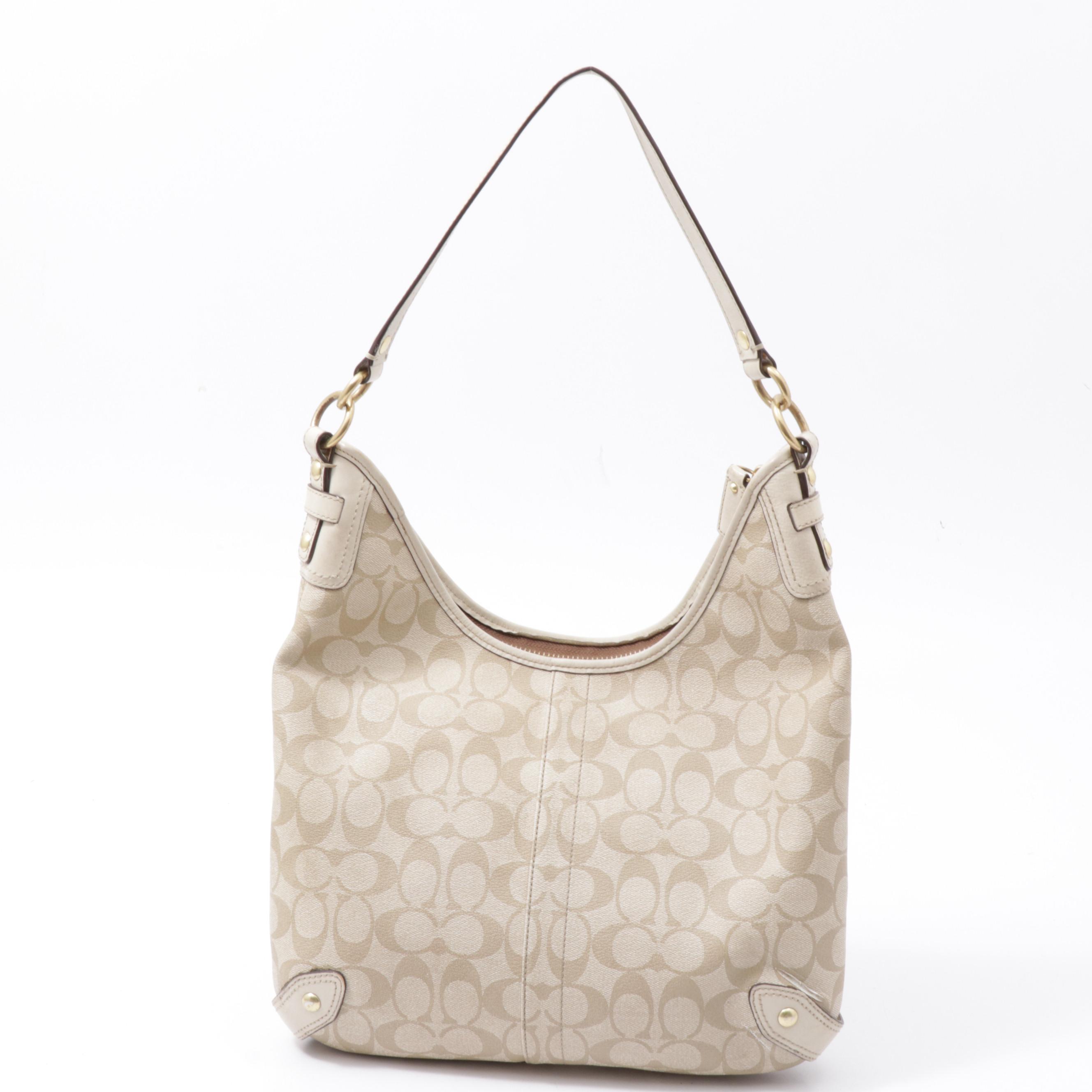 Coach Tan Heritage Stripe Hobo Bag