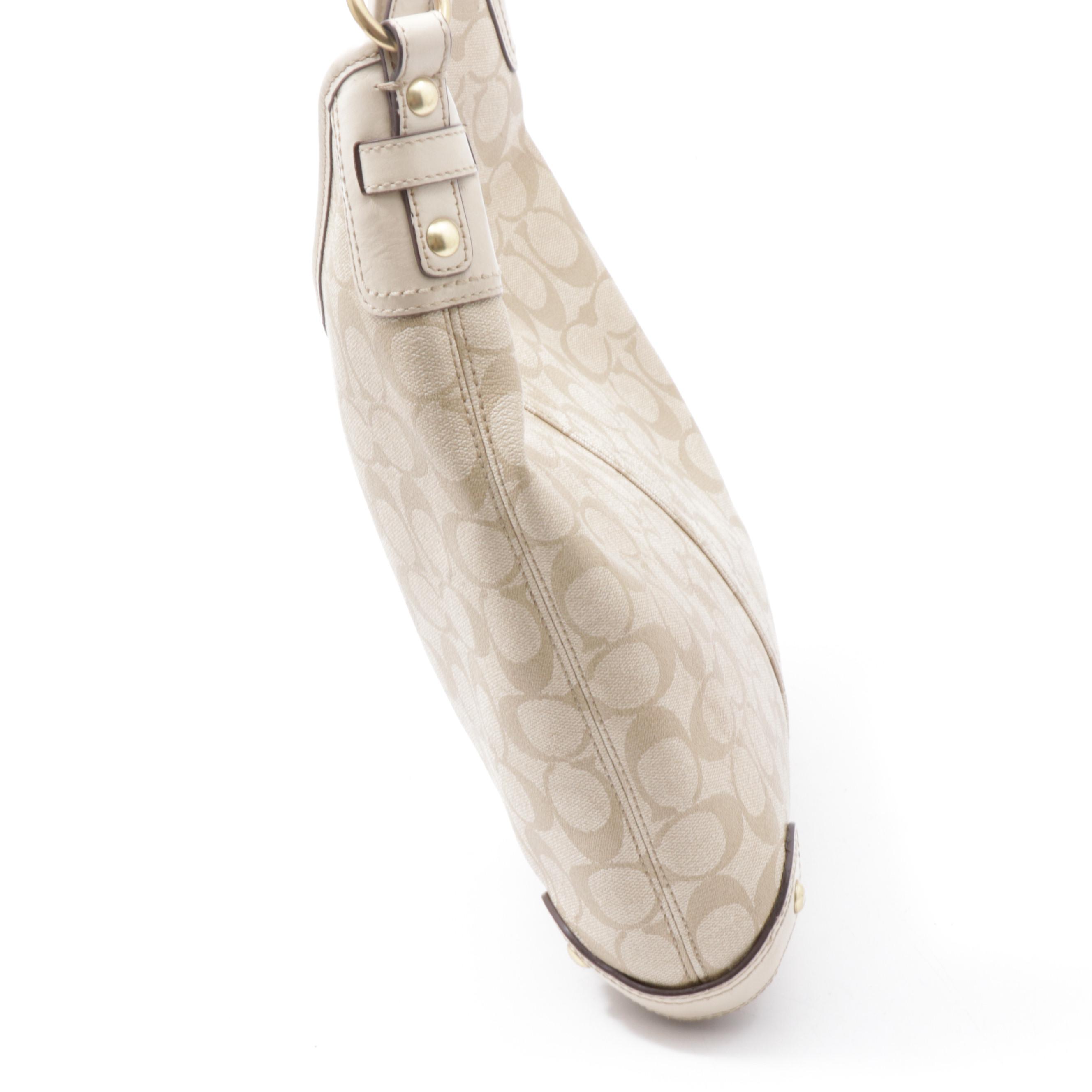 Coach Tan Heritage Stripe Hobo Bag