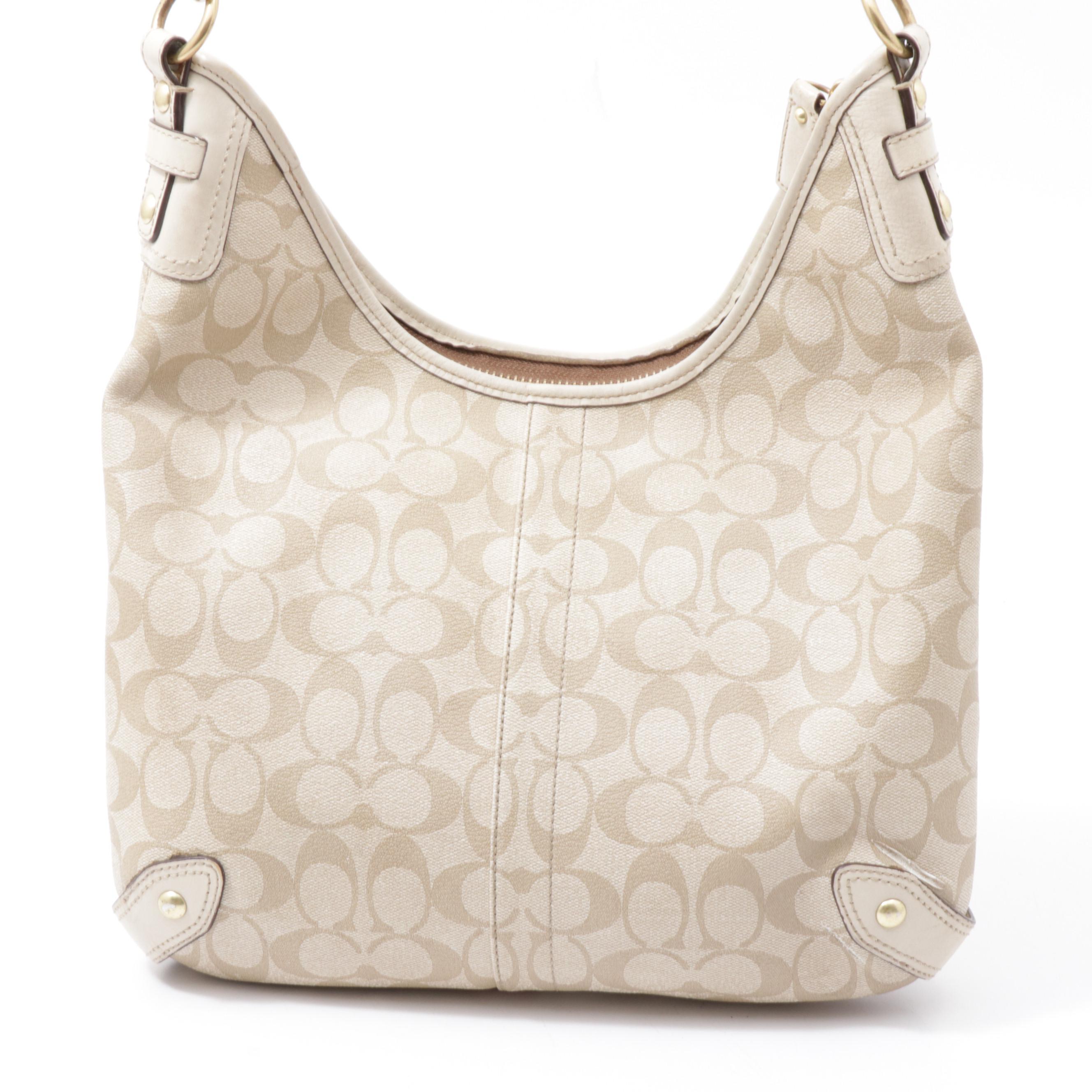 Coach Tan Heritage Stripe Hobo Bag