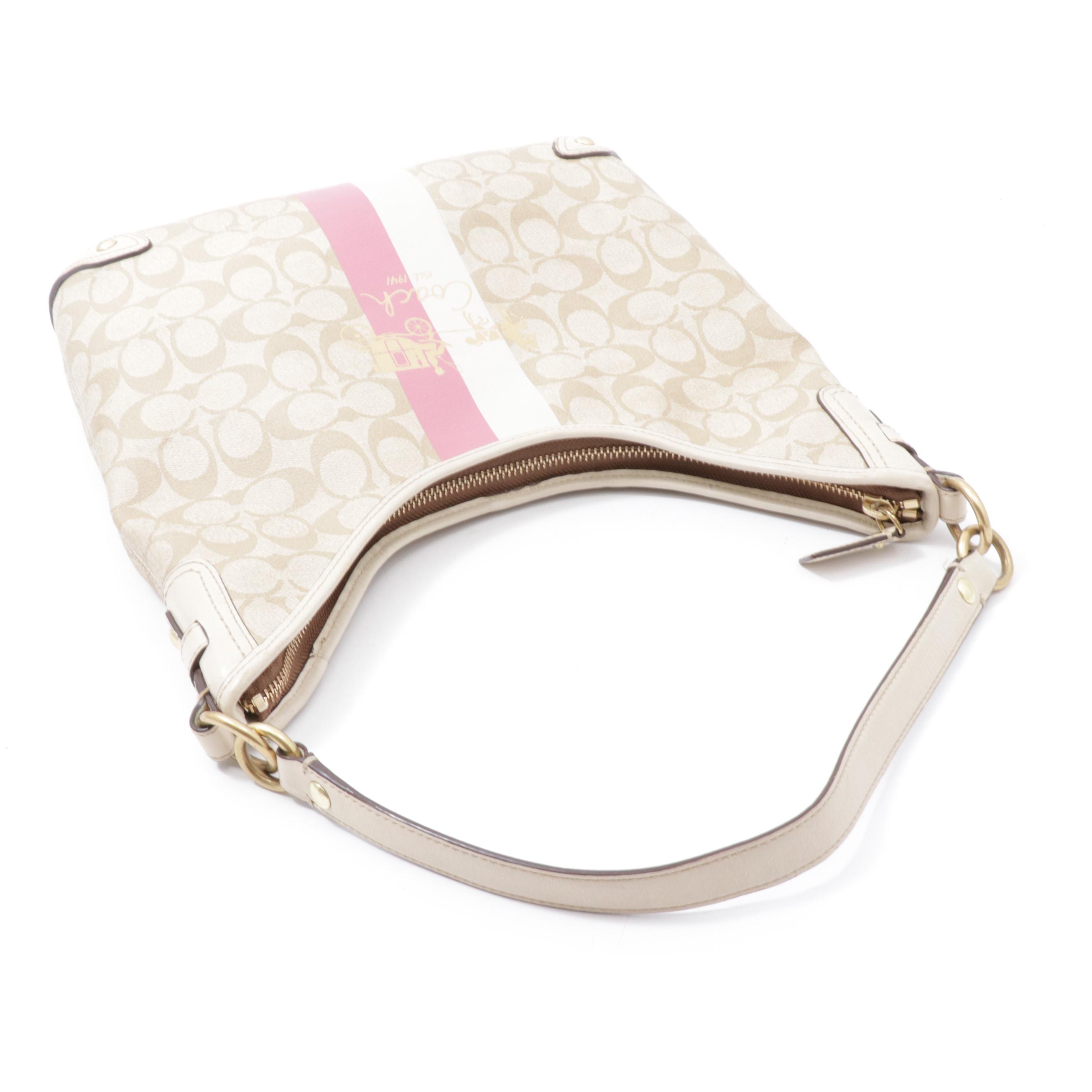 Coach Tan Heritage Stripe Hobo Bag