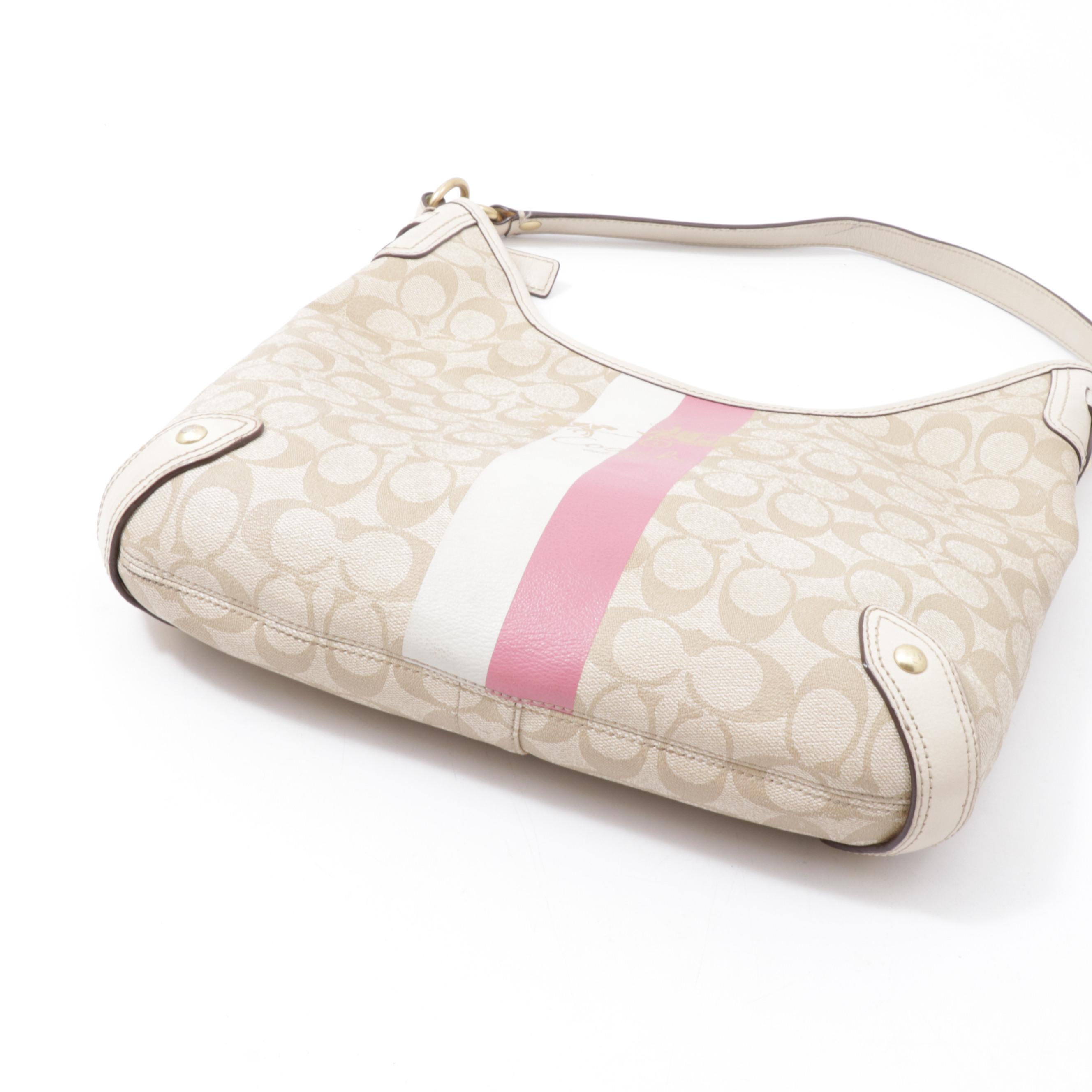 Coach Tan Heritage Stripe Hobo Bag