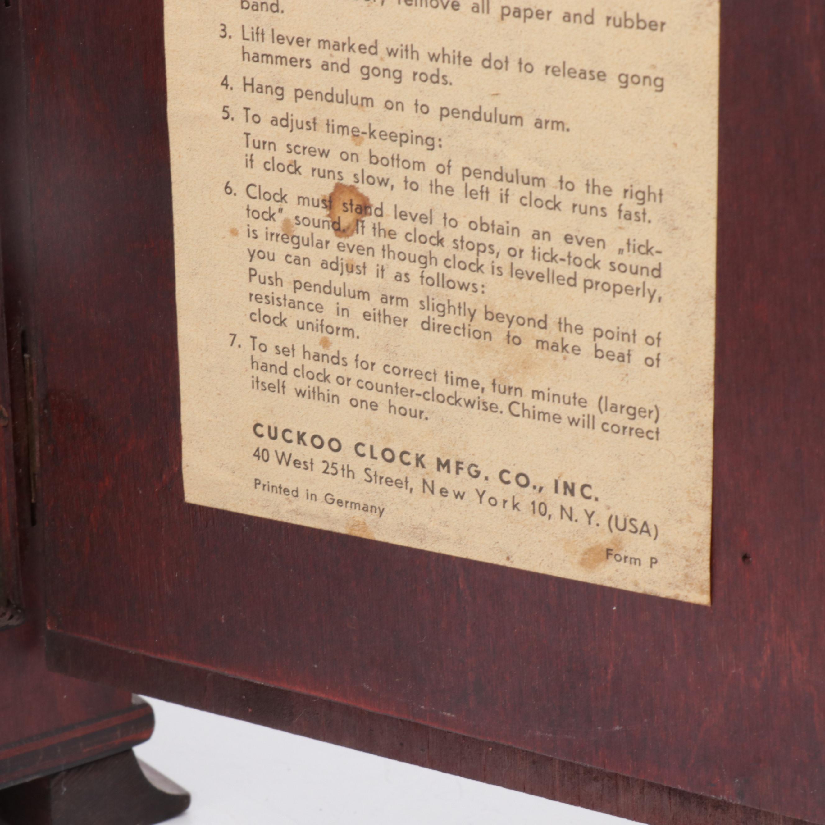 Cuckoo Clock Mfg Co Shelf Clock