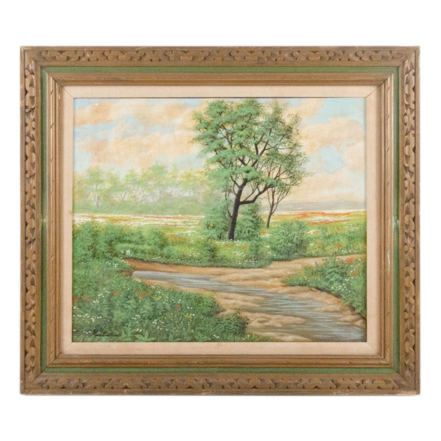 Oil Painting of Verdant Summer Landscape
