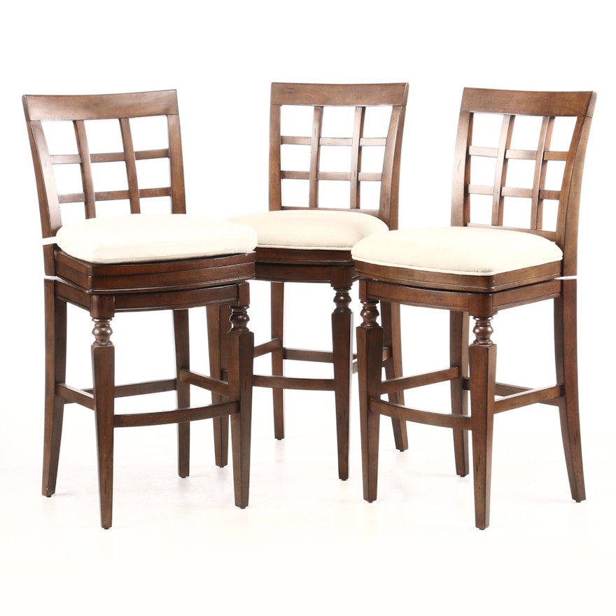 Frontgate, Matched Set of Three "Napa" Swivel Bar Stools