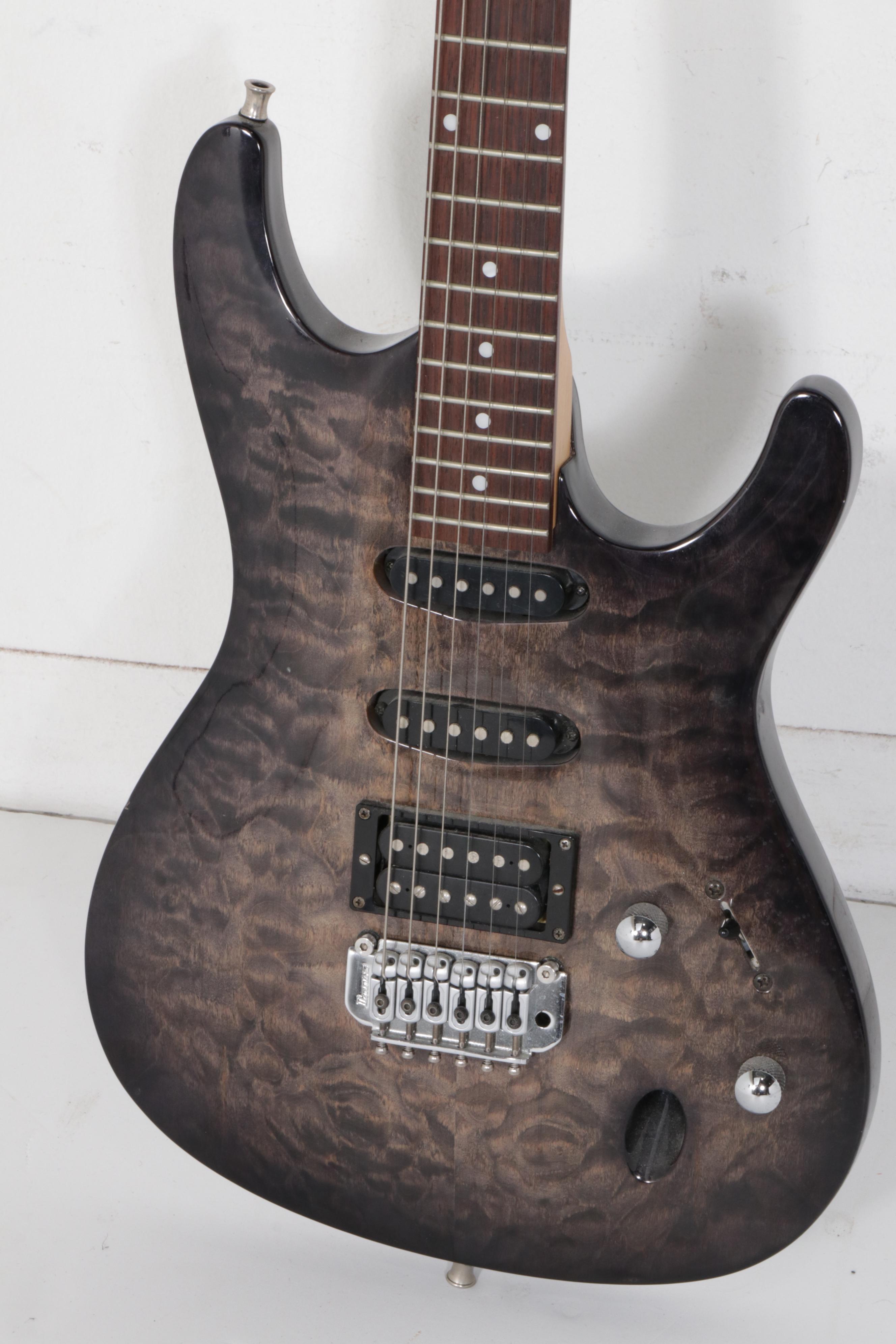 Ibanez SA Series Green Gray Quilt Top Electric Guitar with Soft Case