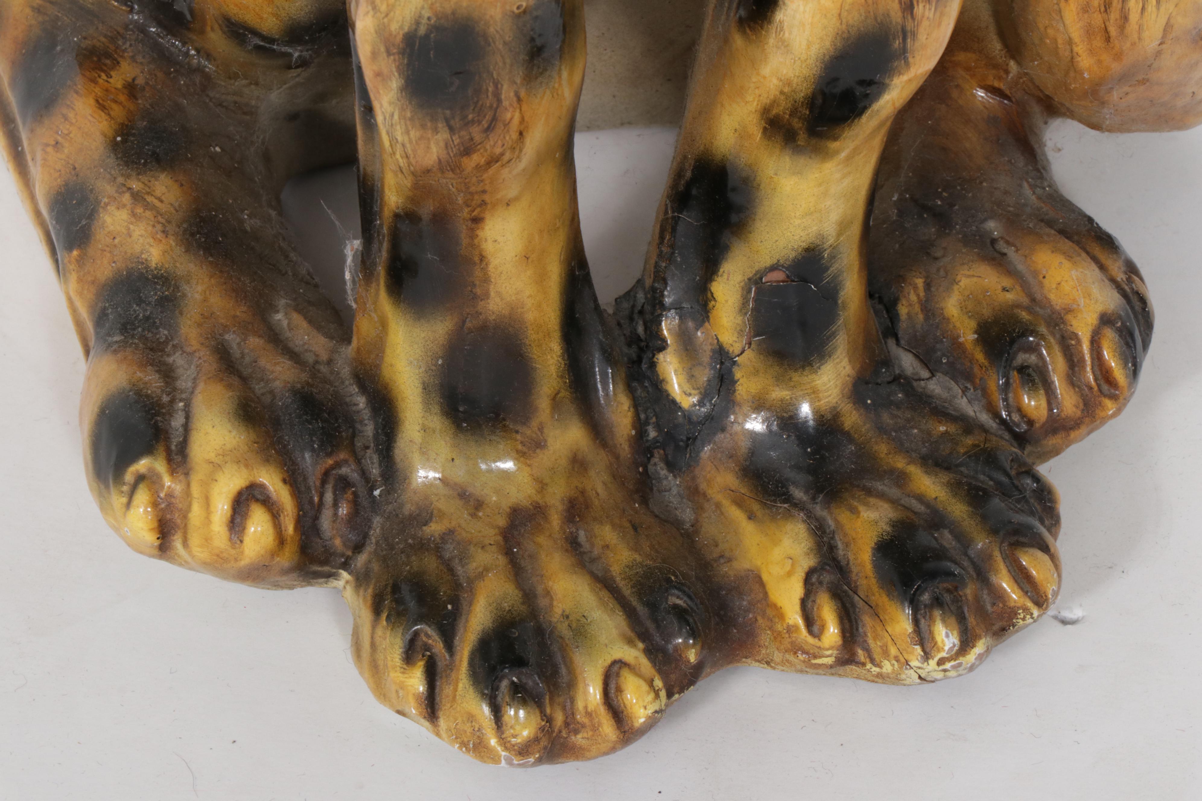 Hand-Painted Cheetah Statue, Vintage