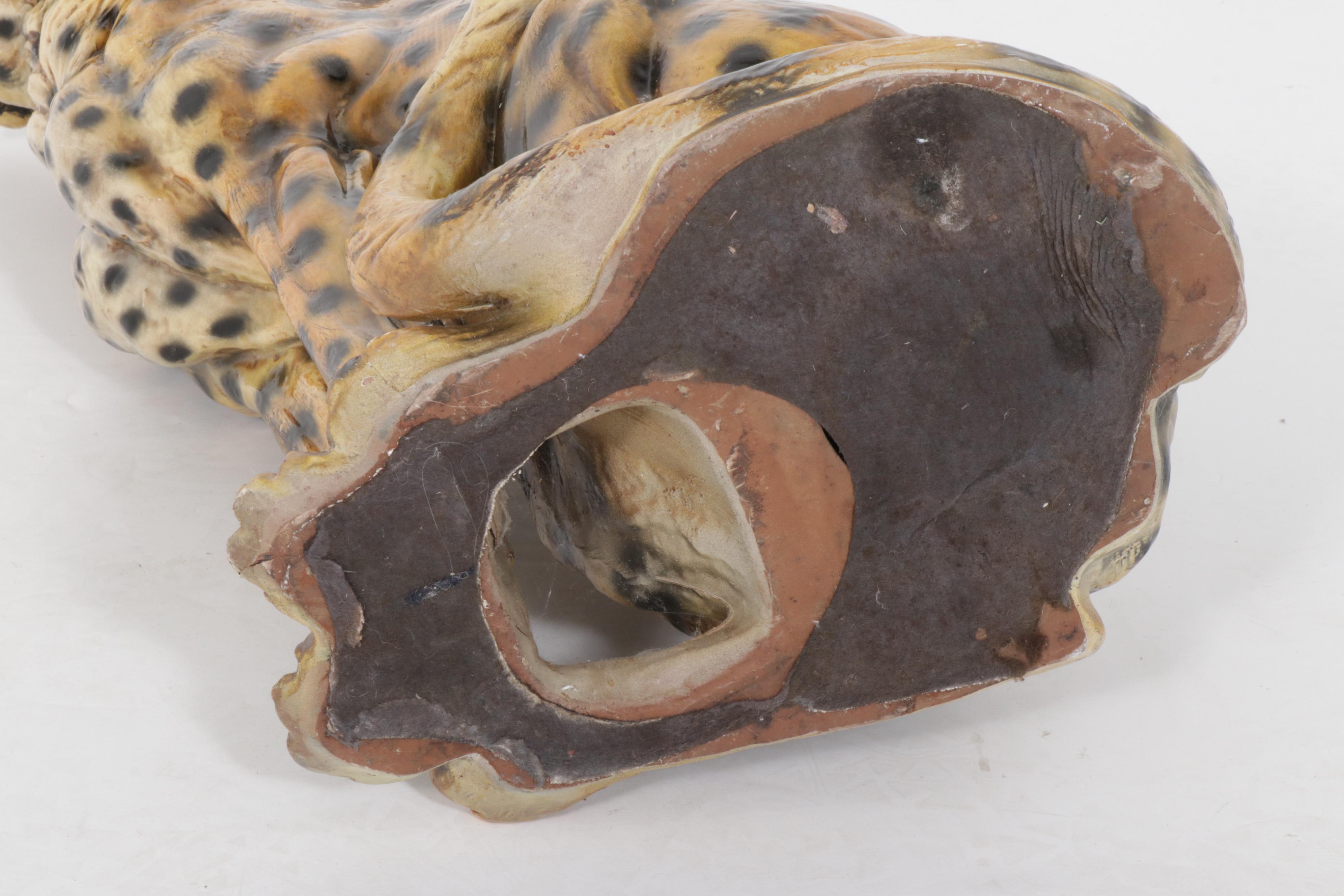 Hand-Painted Cheetah Statue, Vintage