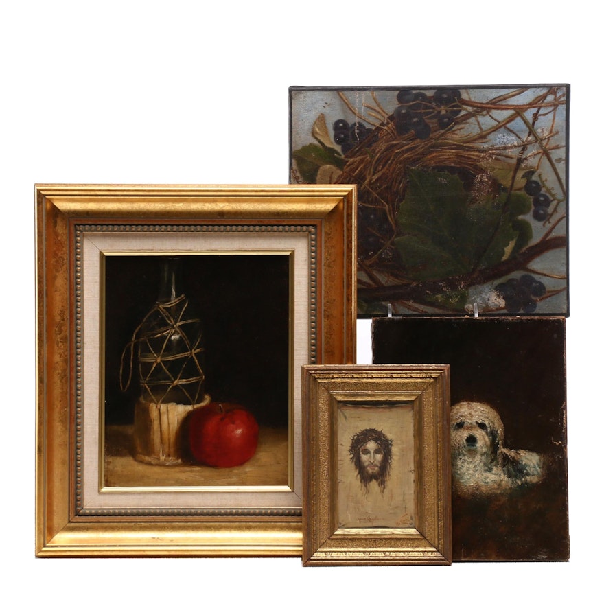 Still Life, Nature and Religious Themed Oil Paintings