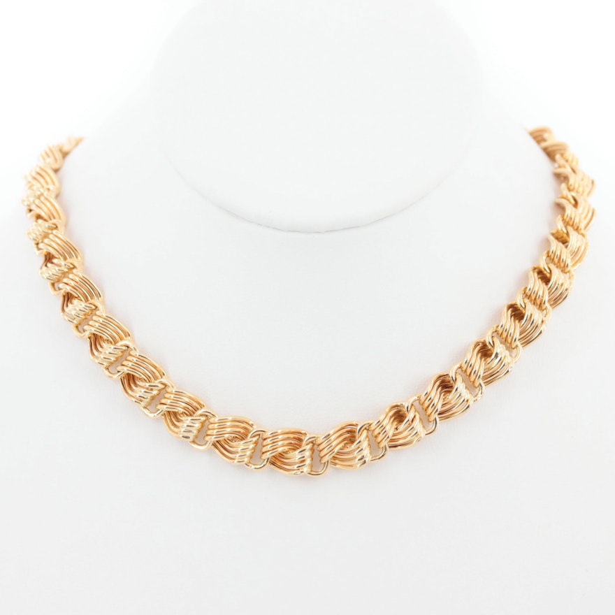 18K Yellow Gold Fancy Link Necklace