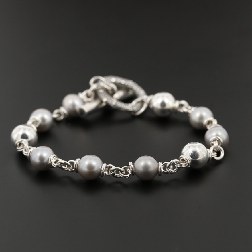 Michael Dawkins Sterling Silver Cultured Pearl Bracelet