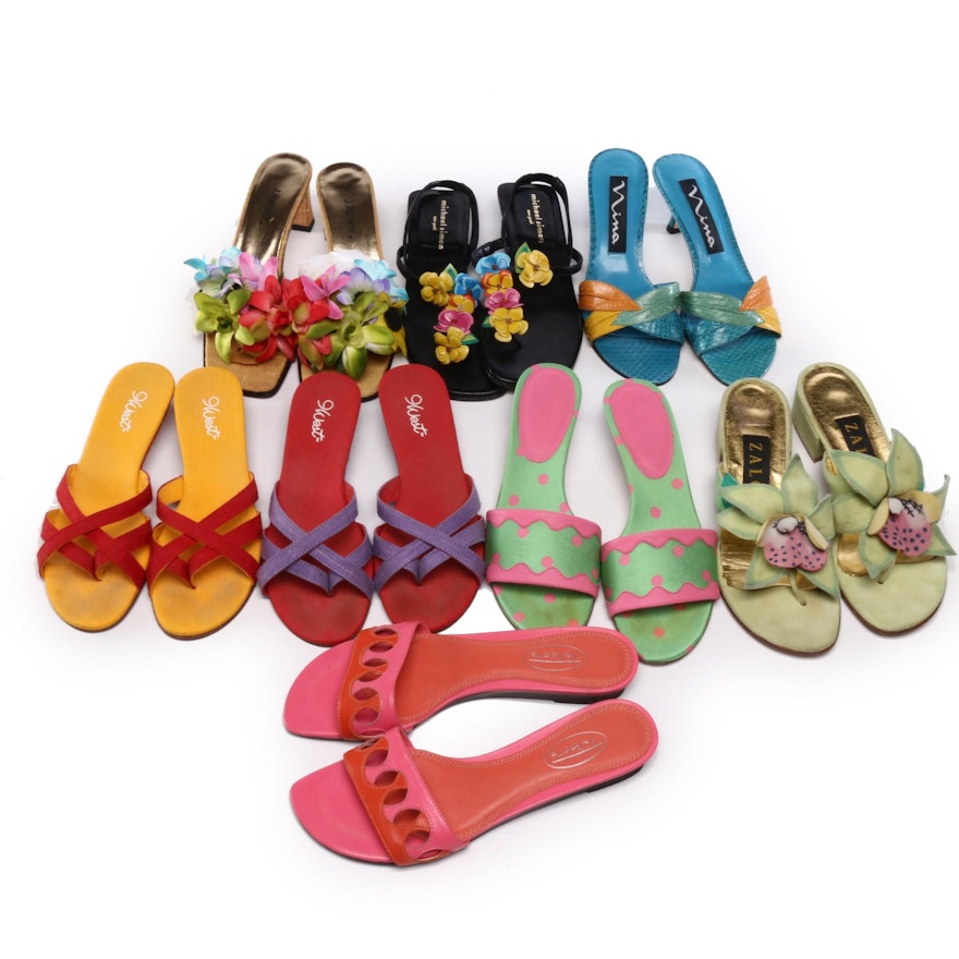 Michael Simon, Zalo and J. Renee Flower Embellished Sandals and Other Sandals