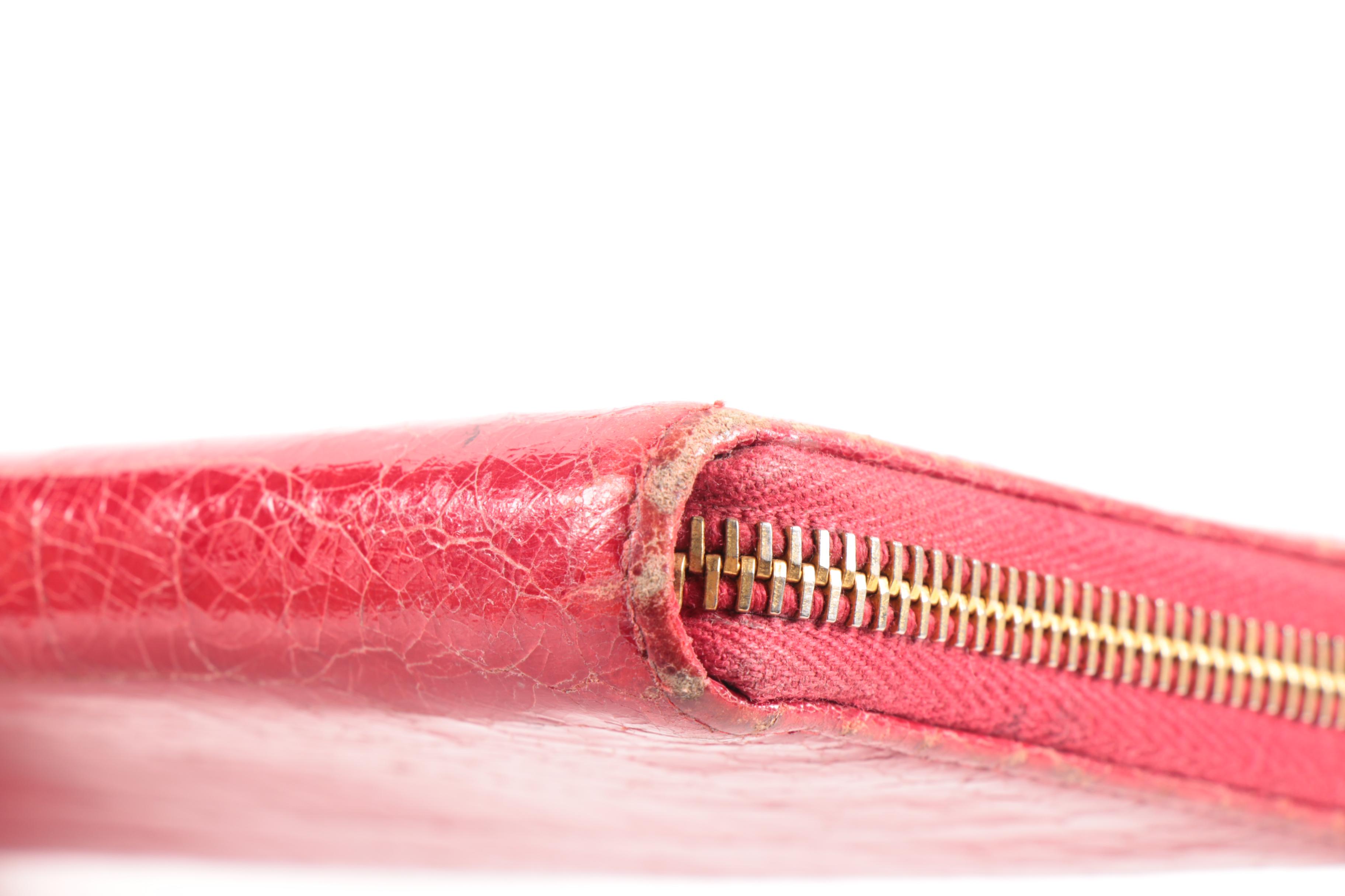 Miu Miu Continental Wallet Clutch in Embossed Red Patent Leather