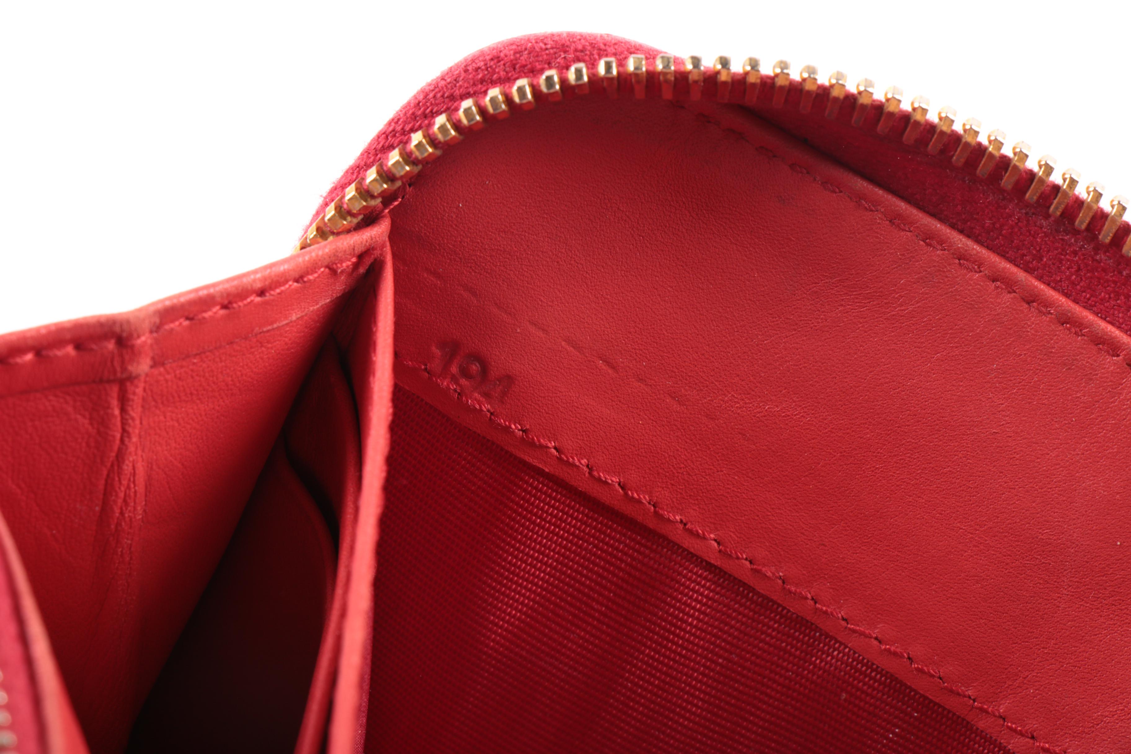 Miu Miu Continental Wallet Clutch in Embossed Red Patent Leather