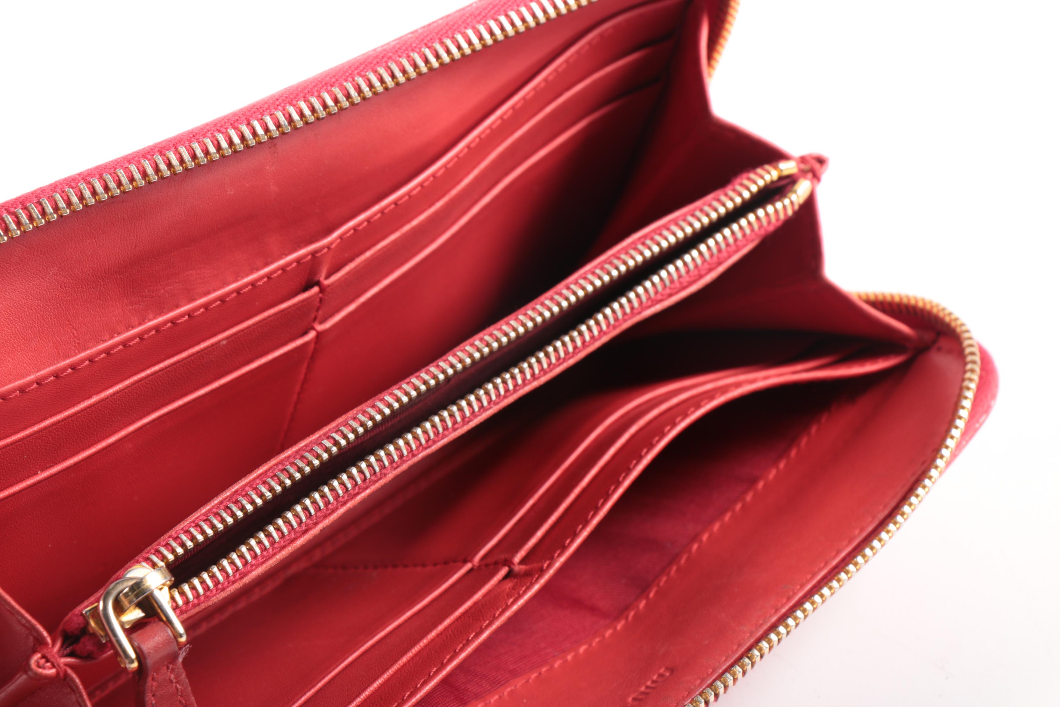 Miu Miu Continental Wallet Clutch in Embossed Red Patent Leather