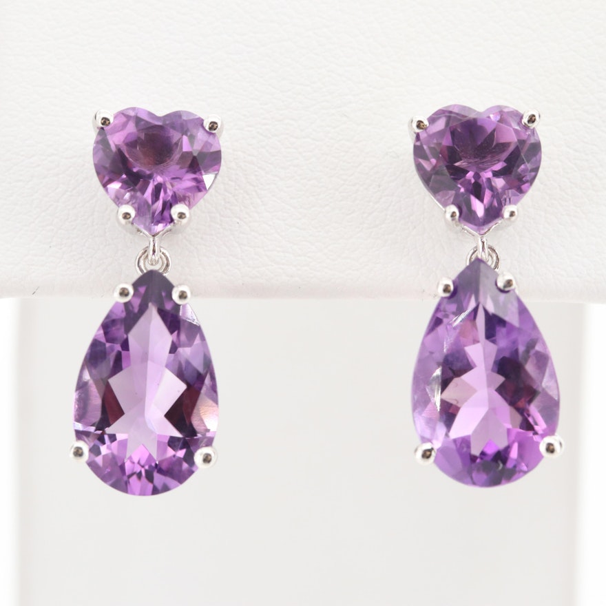 Sterling Silver Amethyst Drop Earrings