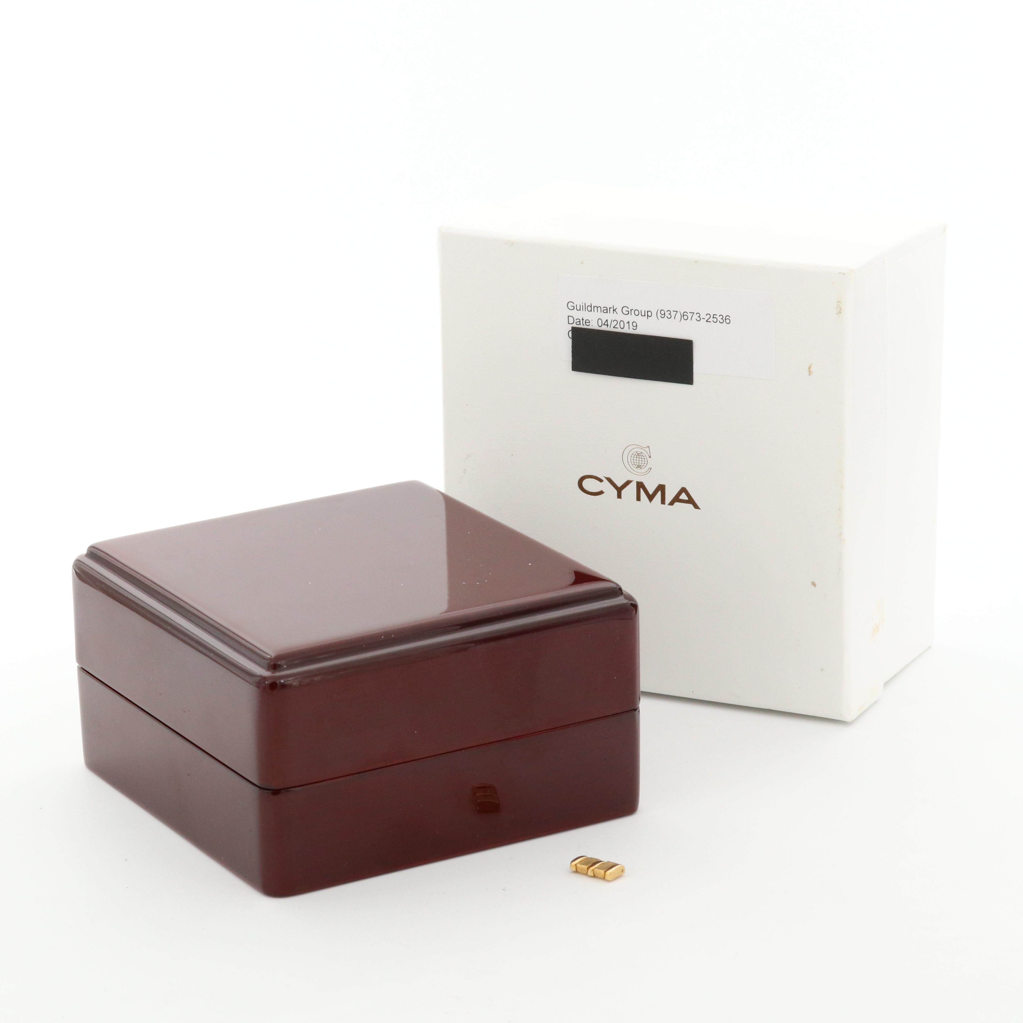 Cyma 18K Gold and Diamond Black Dial Watch With Date