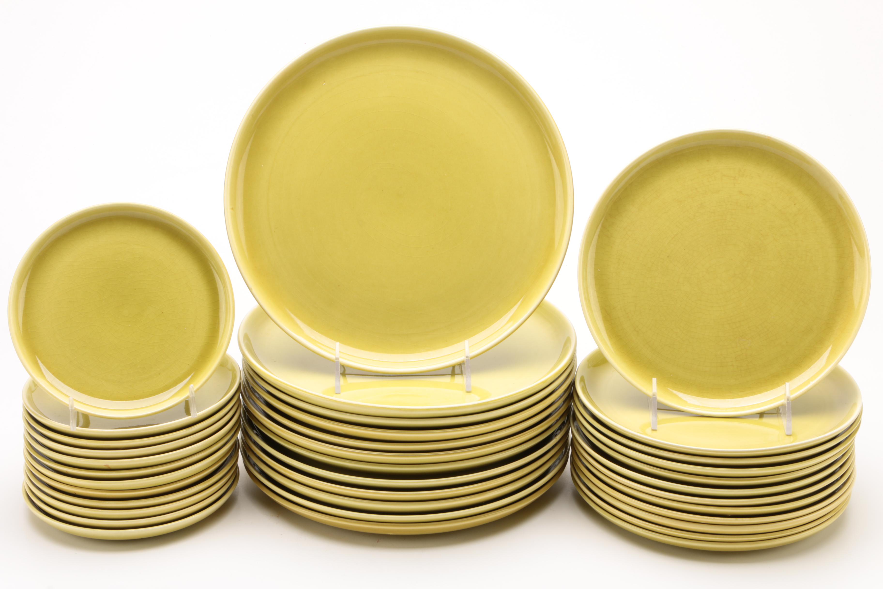 Russel Wright "American Modern" Chartreuse Ceramic Dinnerware Service for Twelve
