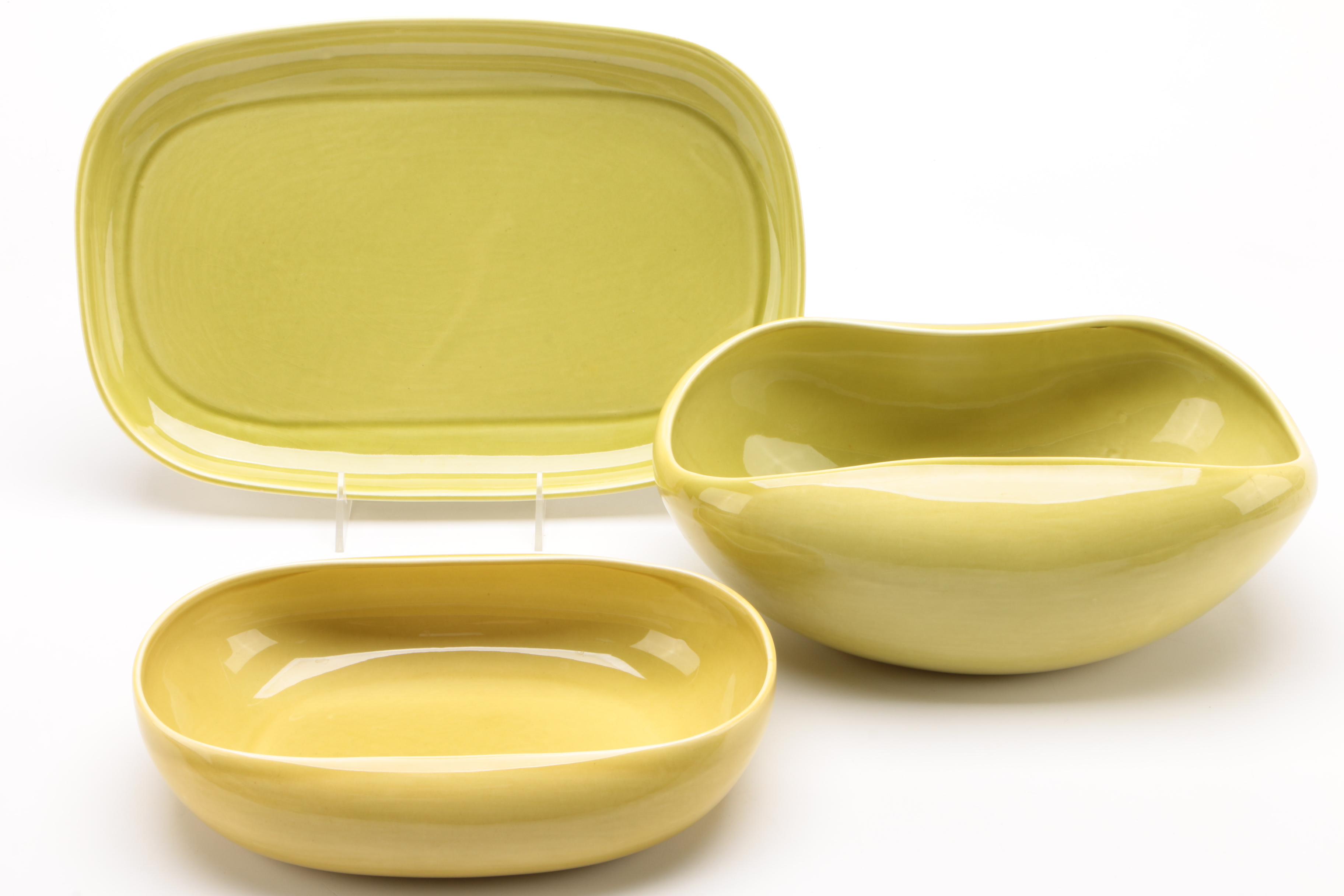 Russel Wright "American Modern" Chartreuse Ceramic Dinnerware Service for Twelve
