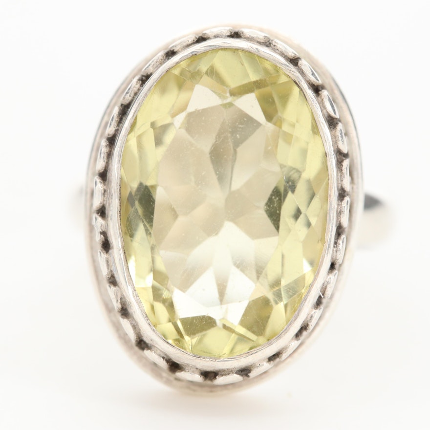 Sterling Silver Citrine Oval Ring