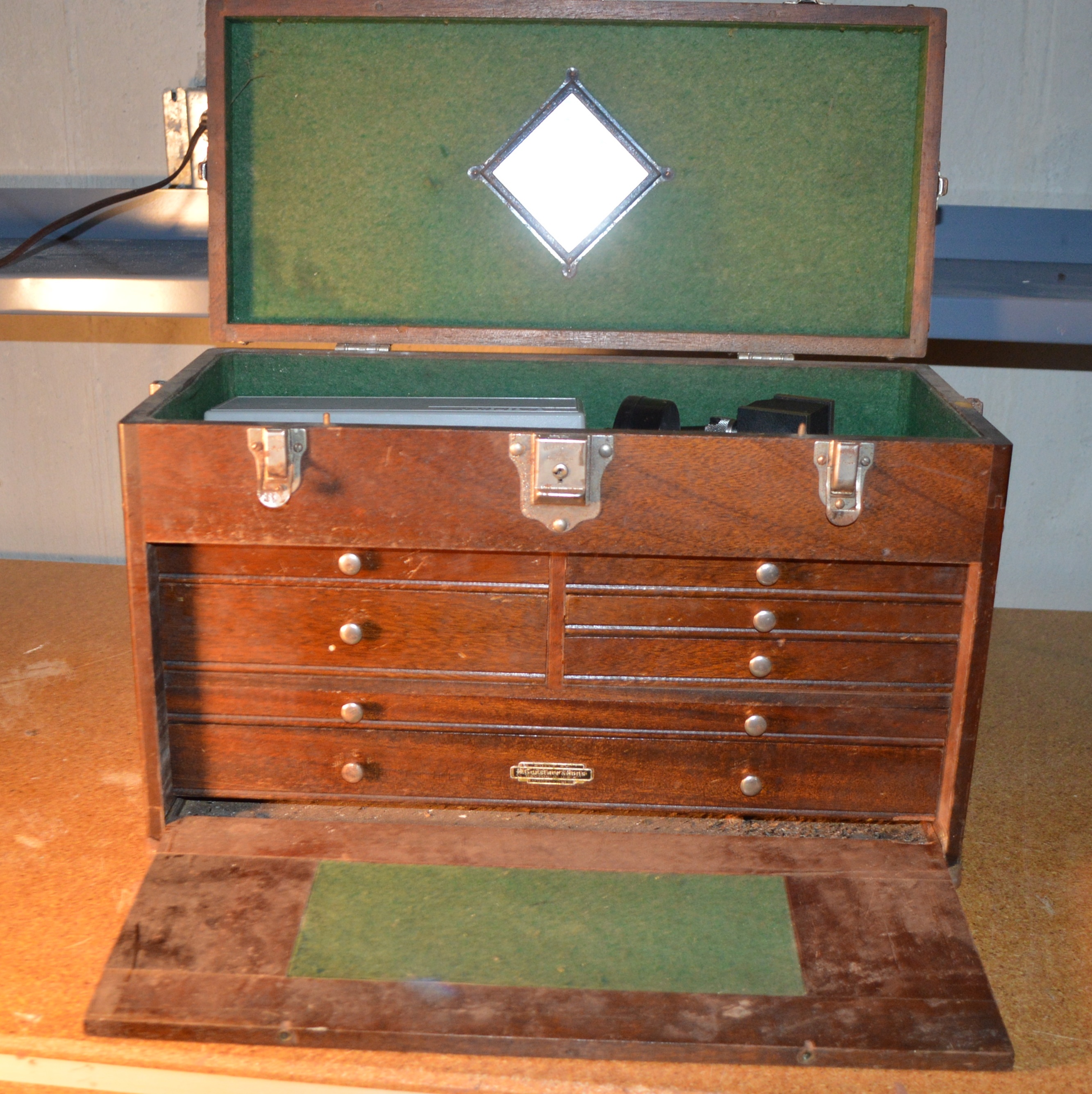 H. Gerstner & Sons Wood Tool Chest with Gauges and More