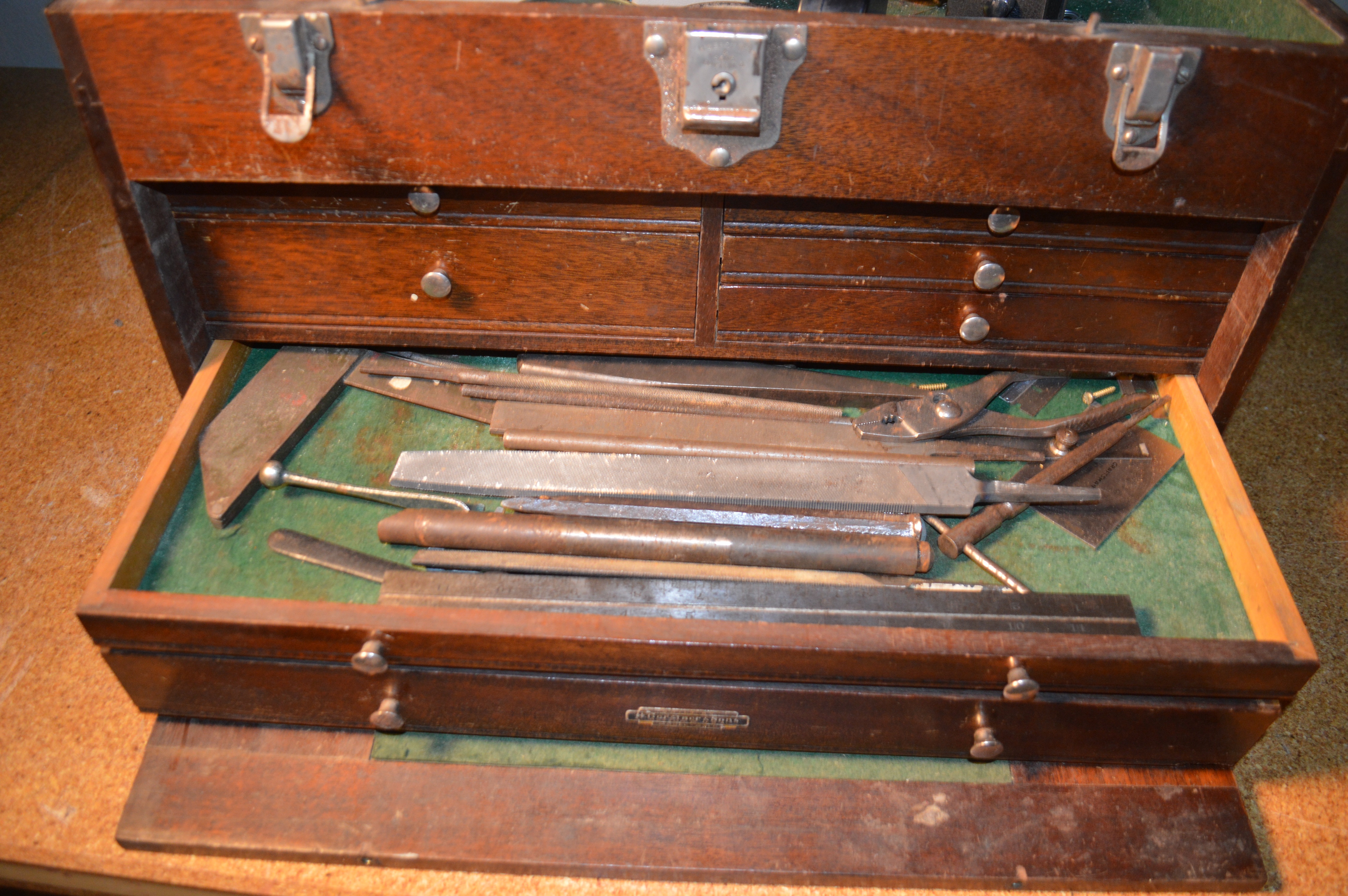 H. Gerstner & Sons Wood Tool Chest with Gauges and More