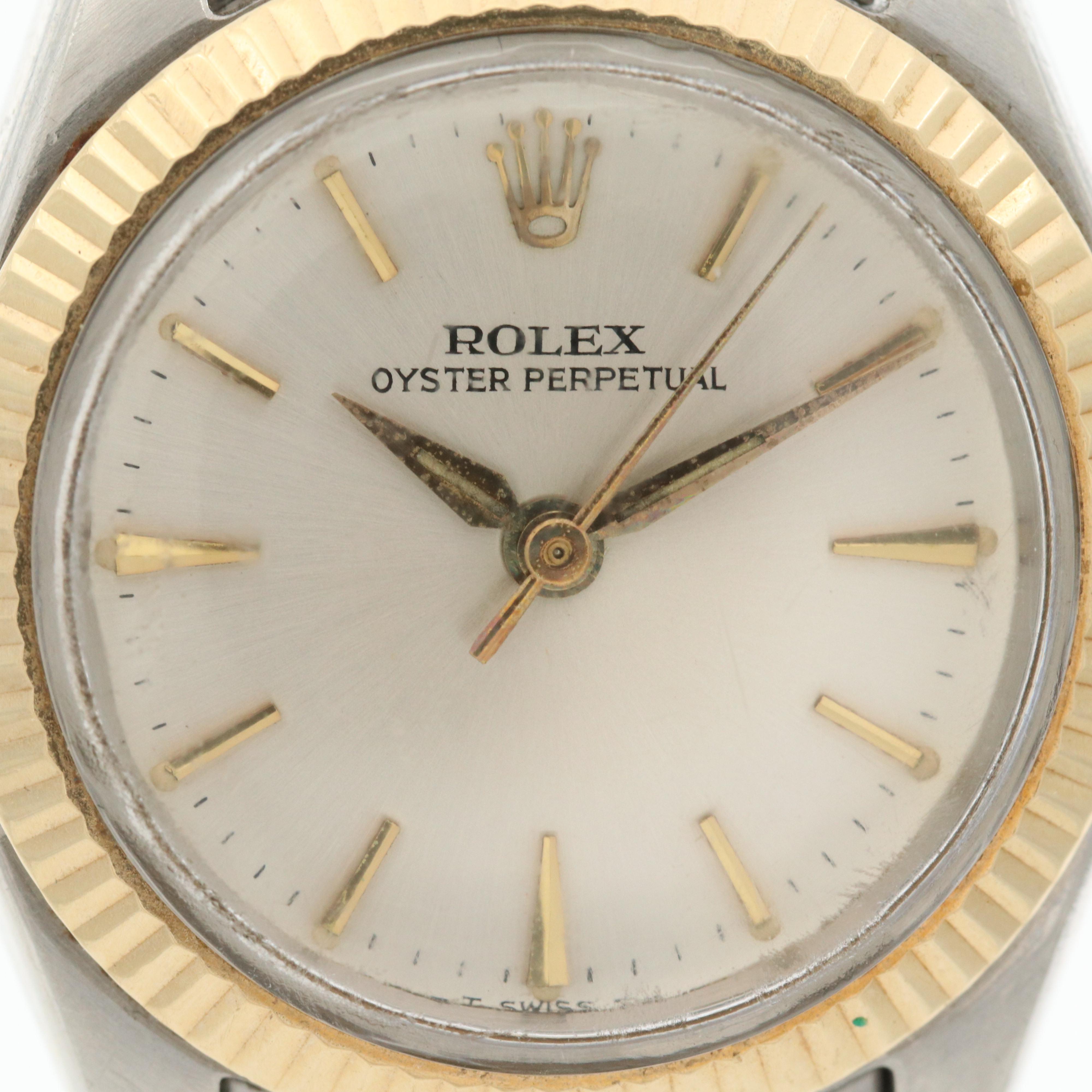 Vintage Rolex Oyster Perpetual Stainless Steel and 14K Gold Watch, 1967
