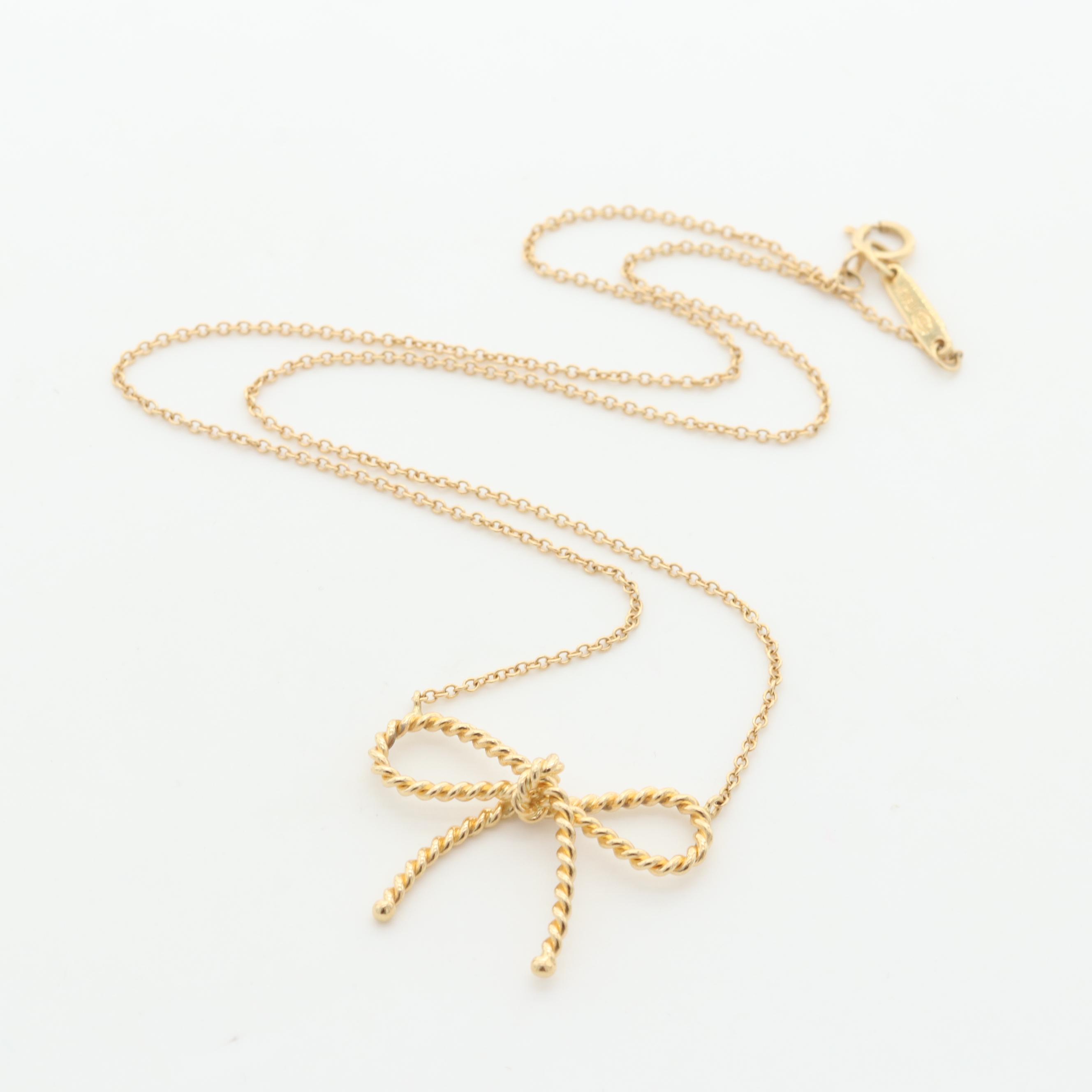 Tiffany & Co. 18K Yellow Gold Twisted Bow Necklace